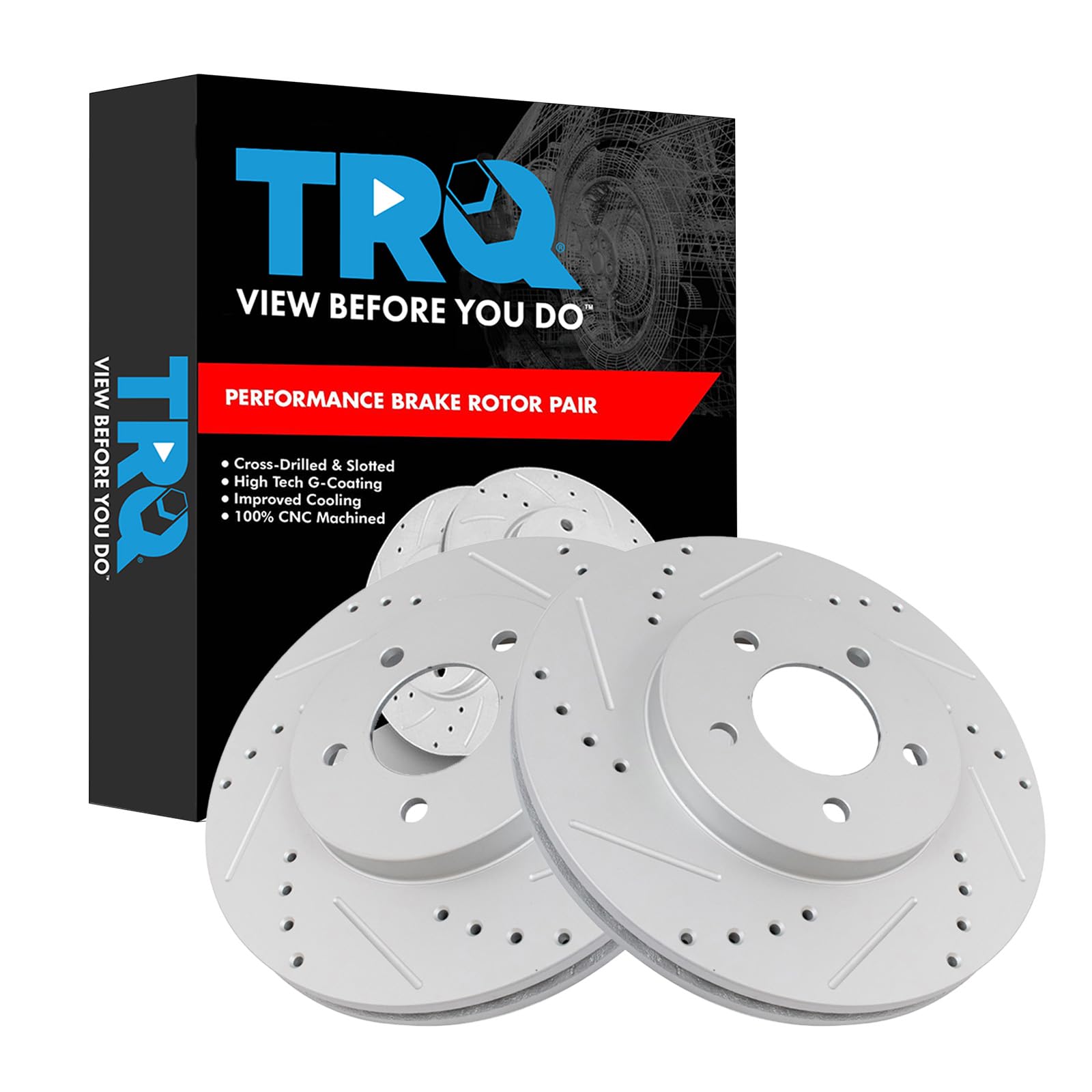 Trq Front Performance Brake Rotors Set Premium G-Coated Compatible With 2005-2012 Ford Escape 2005-2011 Mazda Tribute Mercury Ma