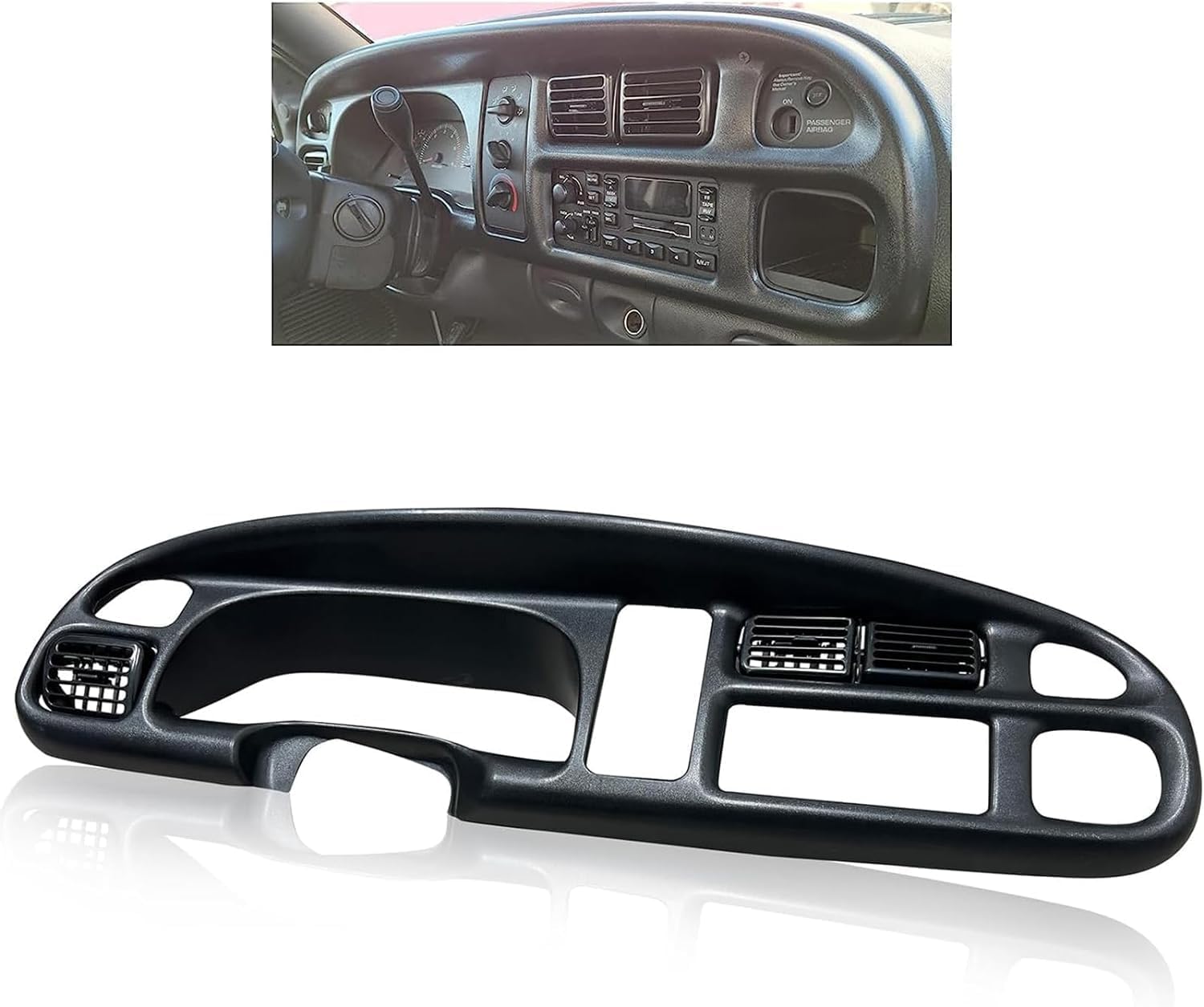 ECOTRIC Dash Board Cluster Bezel Cover for 1998-2002 Dodge Ram 1500/2500/3500, Black, Includes Clips, Model VC-LYAP-267-