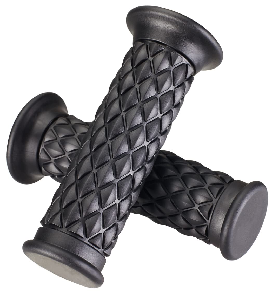 Nuoxinus Motorcycle Hand Grips With Bar End Cap, Non Slip Rubber Handlebar Thruster Grip Universal For 7/8'' 22Mm 1'' 24Mm Handl