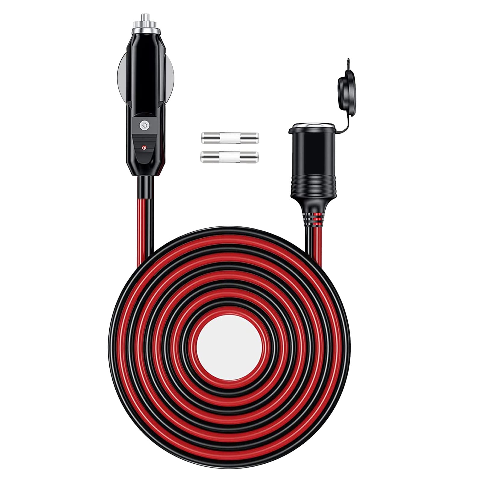 Gibbab 12V/24V 16Awg Heavy Duty Cigarette Lighter Extension Cable 13Ft, 156W/20A Male Plug To Female Socket Adapter Extension Co