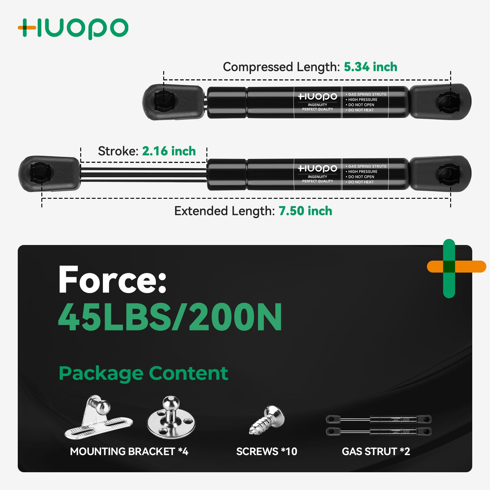 Huopo Ml3145 7.5 Inch 45Lb/200N Gas Strut Shock 7.5'' Lift Support For Sentry Safe Replacement Parts Rv Cabinet Doors Sentrysafe