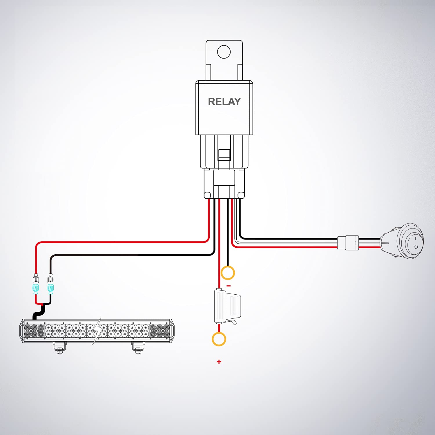 Nilight Wiring Harness Kit 14Awg Heavy Duty 12V On-Off Switch Power Relay Blade Fuse For Off Road Led Work Light Bar-One Lead