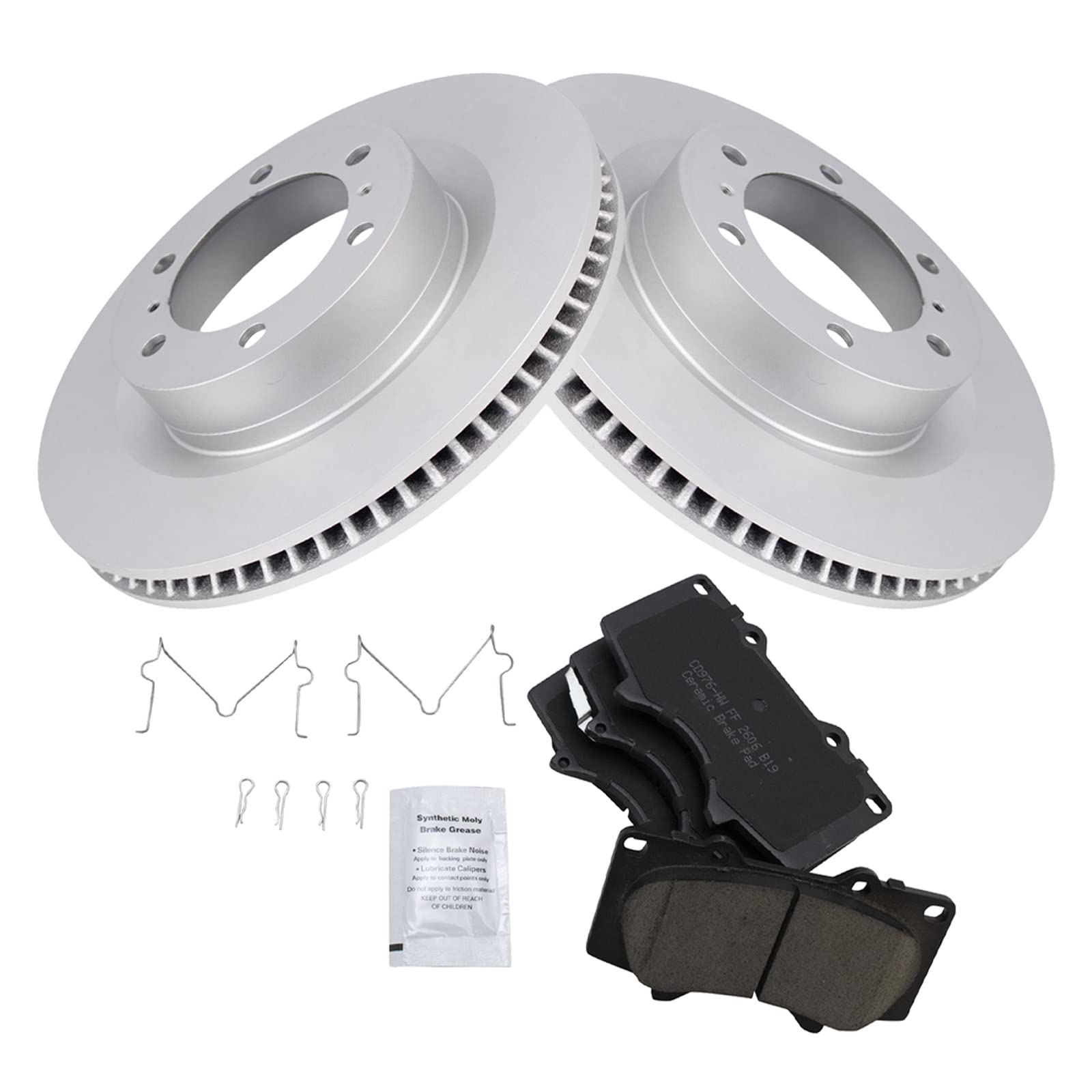Trq Front Brake Pad & Rotor Kit Brake Pads Brake Rotor Ceramic Premium G-Coated Compatible With 2010-2019 Lexus Gx460 Toyota 4Ru