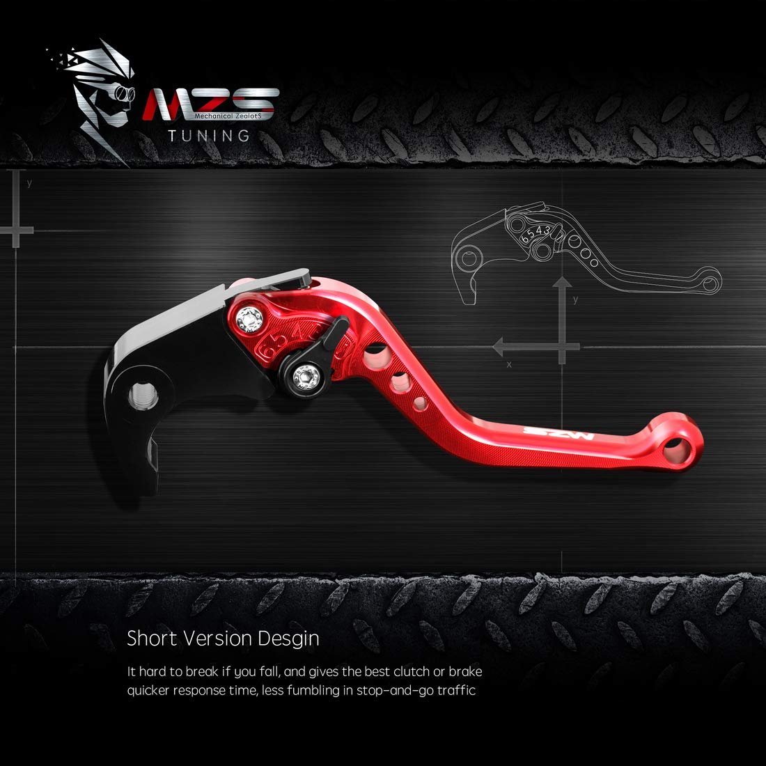 MZS Red Motorcycle Brake Clutch Levers Short Compatible with 749 848 EVO 999 1098 1198 899 959 1199 1299 Panigale Diavel Carbon