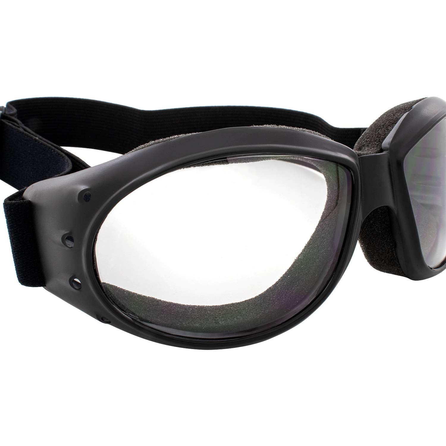 Global Vision Eliminator Dirt Bike Padded Motorcycle Riding Goggles For Men And Women (Black Frame/Smoke Lens) (Black Frame/Clear Lens)