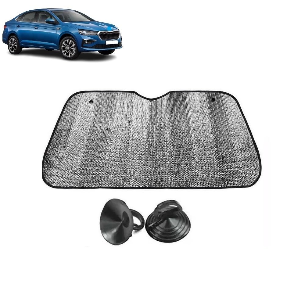 Car Windshield Sun Shade UV Rays Protector Silver Sunshade Solar Reflective suitable for Skoda Slavia