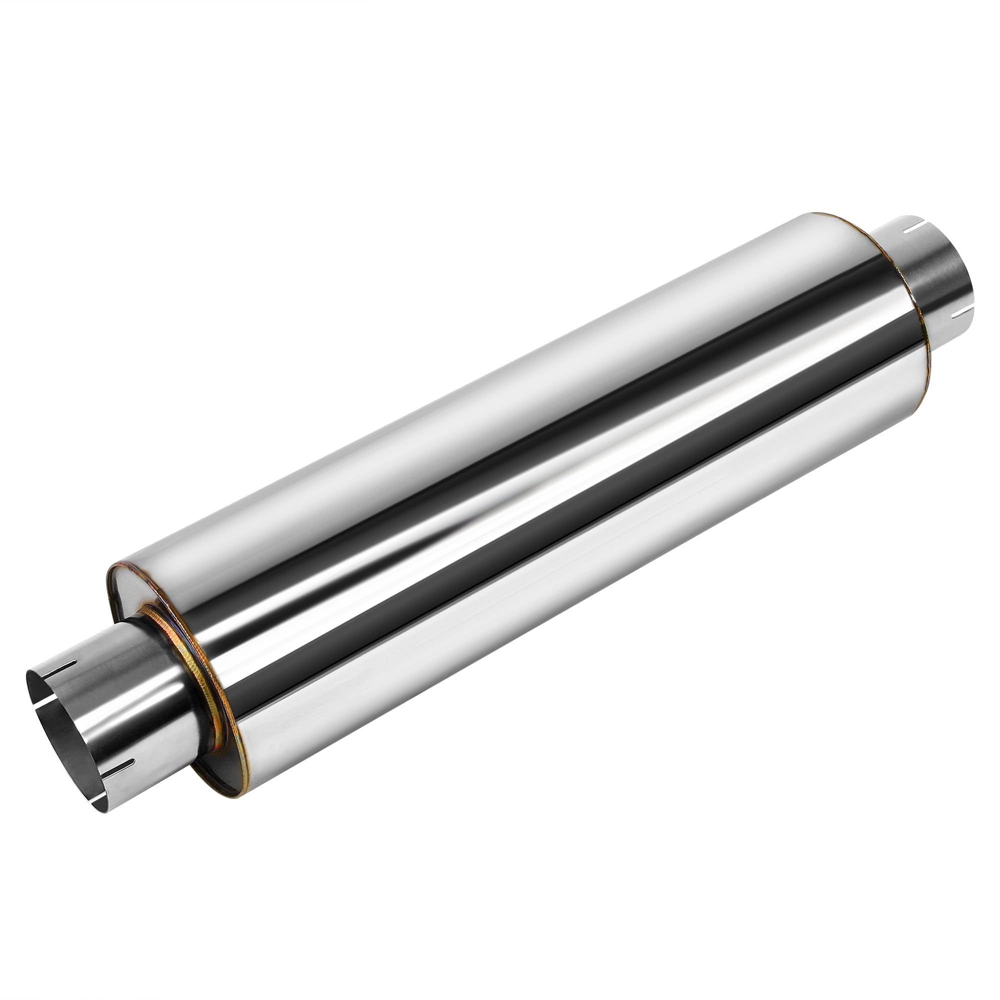 JY PERFORMANCE 4 Inch Inlet Diesel Muffler Exhaust - 7 x 24 Body - 30 OAL - Straight Through - Stainless Steel - Welded On Reson