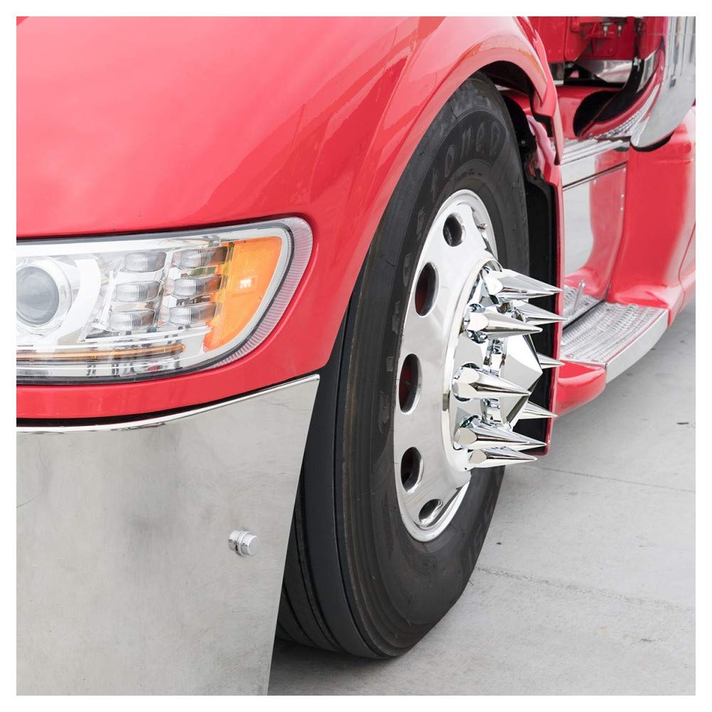 United Pacific 10569Cb - Wheel Lug Nut Cover Set - 33Mm X 4-3/4'' Chrome Super Spike Nut Cover - Thread-On (60 Pack)