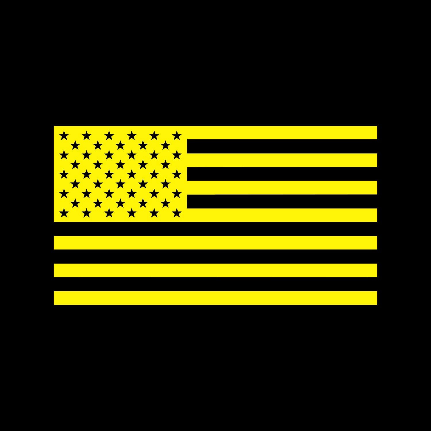 American Us Flag [Pick Color/Size] Vinyl Decal Sticker For Laptop/Car/Truck/Window/Bumper (7.5In X 4.2In, Matte Yellow)