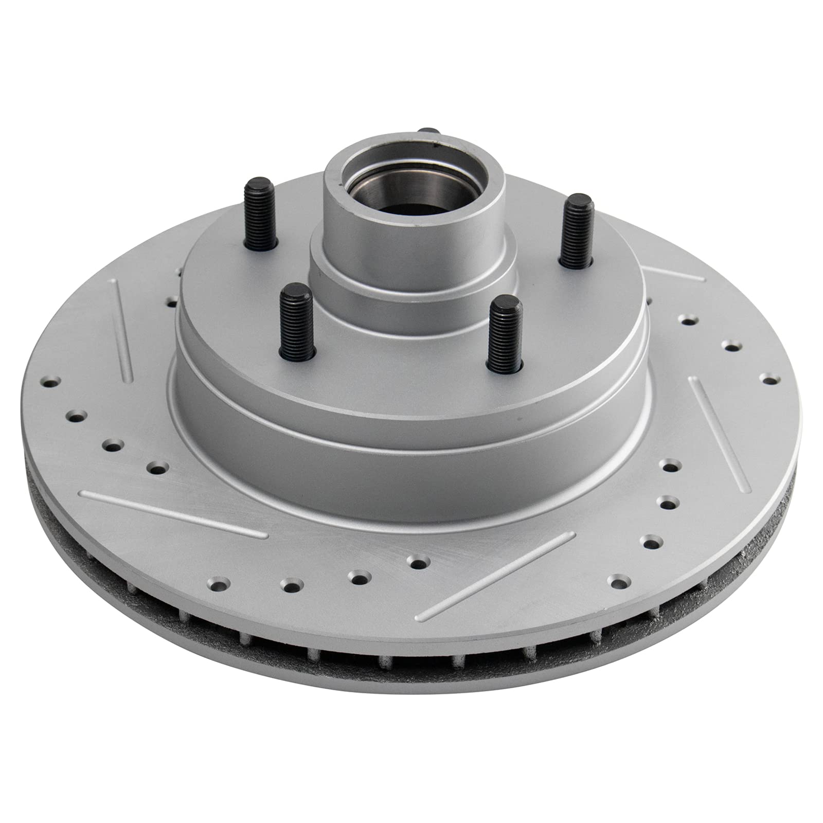Trq Front Performance Drilled Slotted & Coated Disc Brake Rotor Pair Compatible With Gm