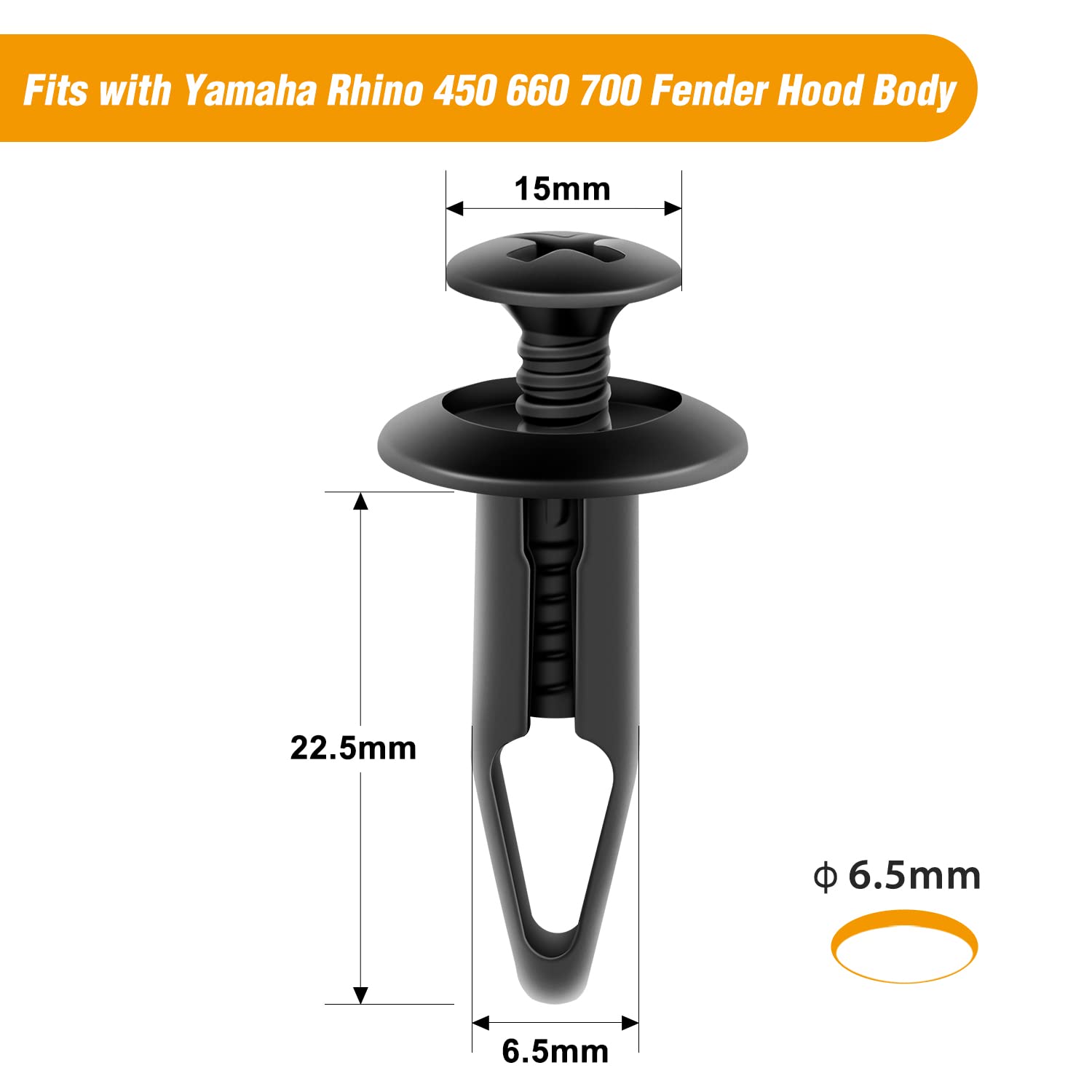 GOOACC Bumper Rivet Clips - 100PCS 6.5mm Fasteners for Yamaha Rhino 450/660/700 & Grizzly 600 - Model GRC-129