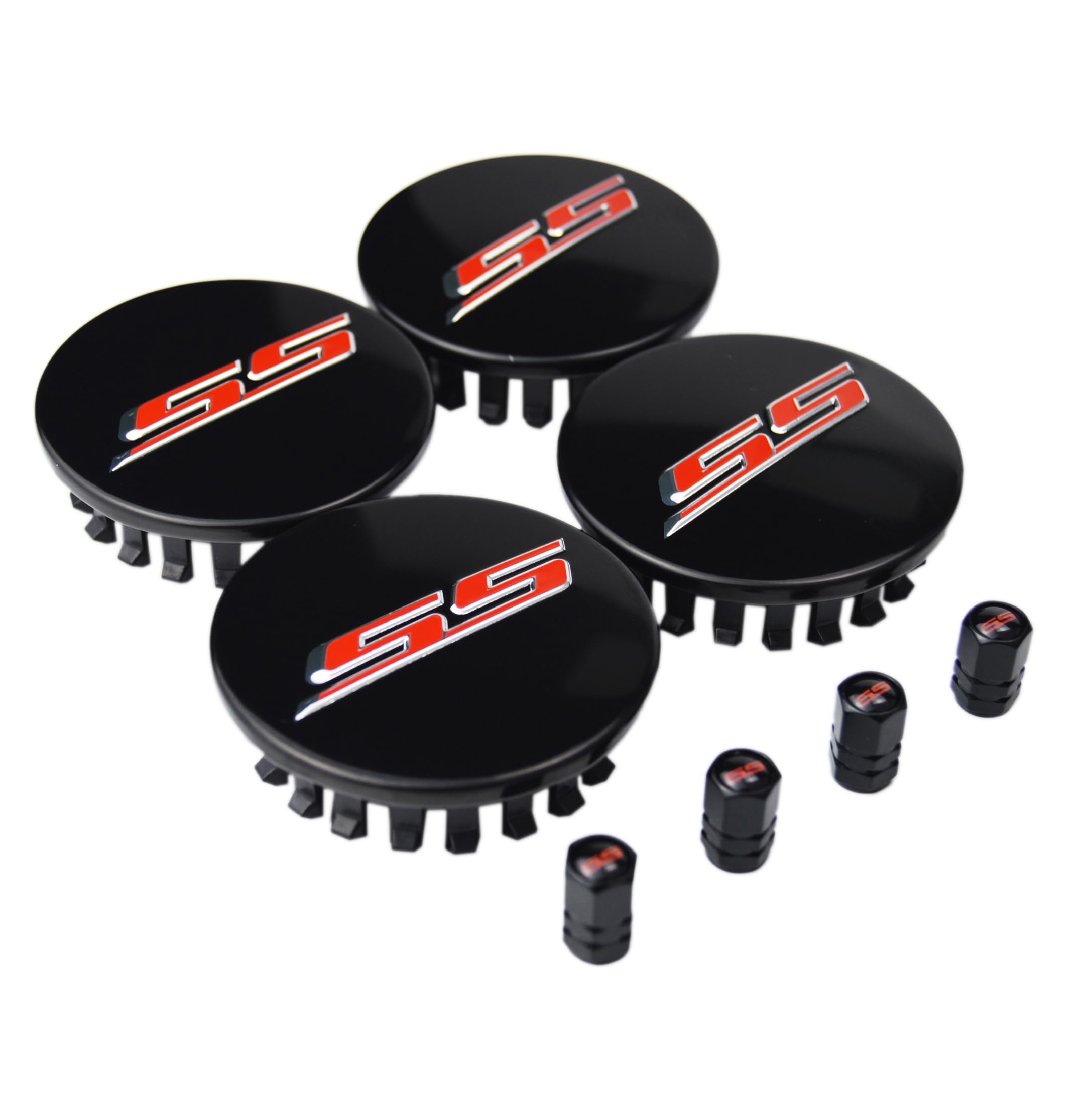 (Set of 4) 68mm=2.67 inches SS Wheel Center Cap Covers Hub Cap 3D Emblem + Valve Stem Caps Trim for 2016-2023 6th Generation Che