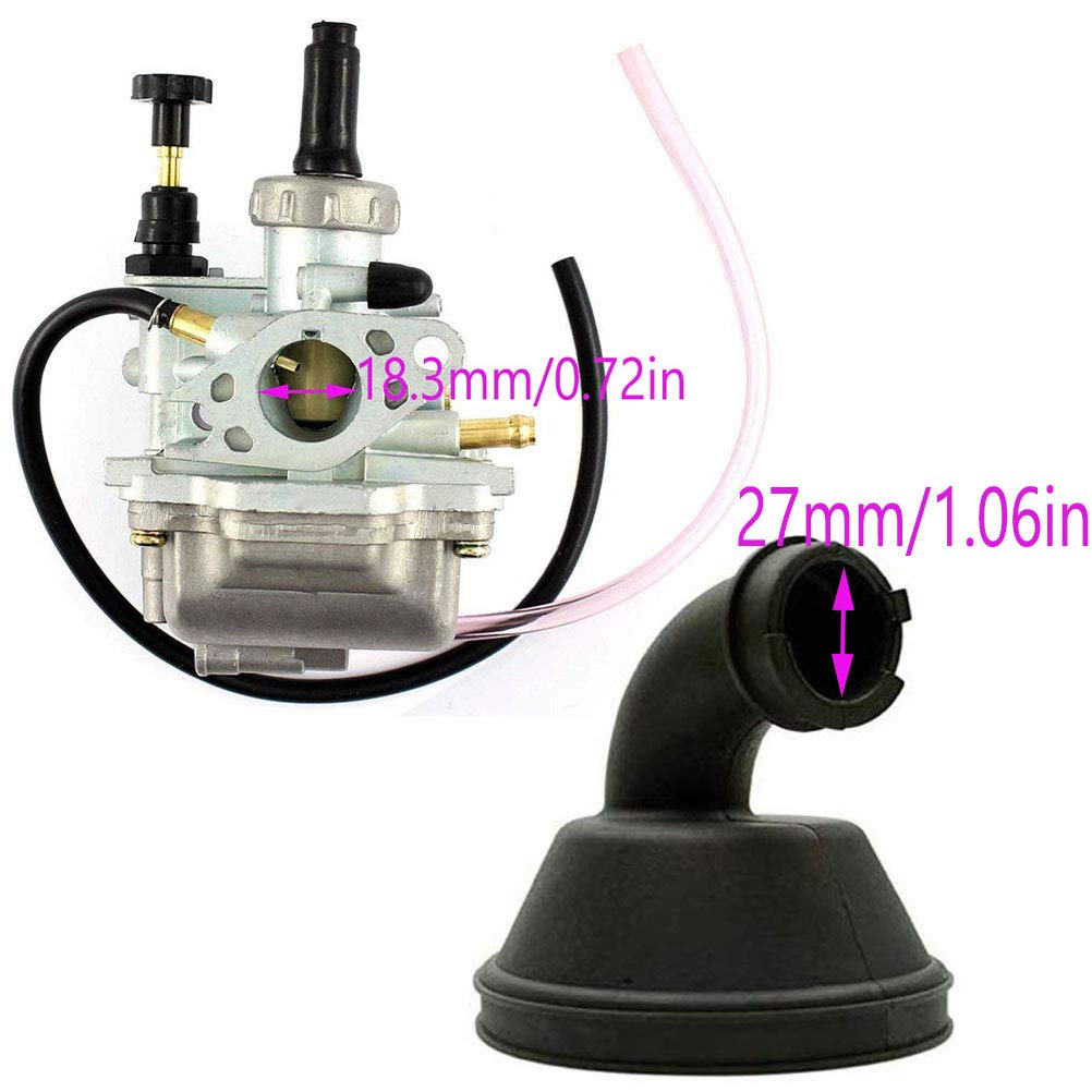 LT80 Carburetor with Fuel Switch Valve Petcock Intake Manifold for Suzuki LT 80 Quadsport ATV Carb, Replace 13200-40B10 13881-40