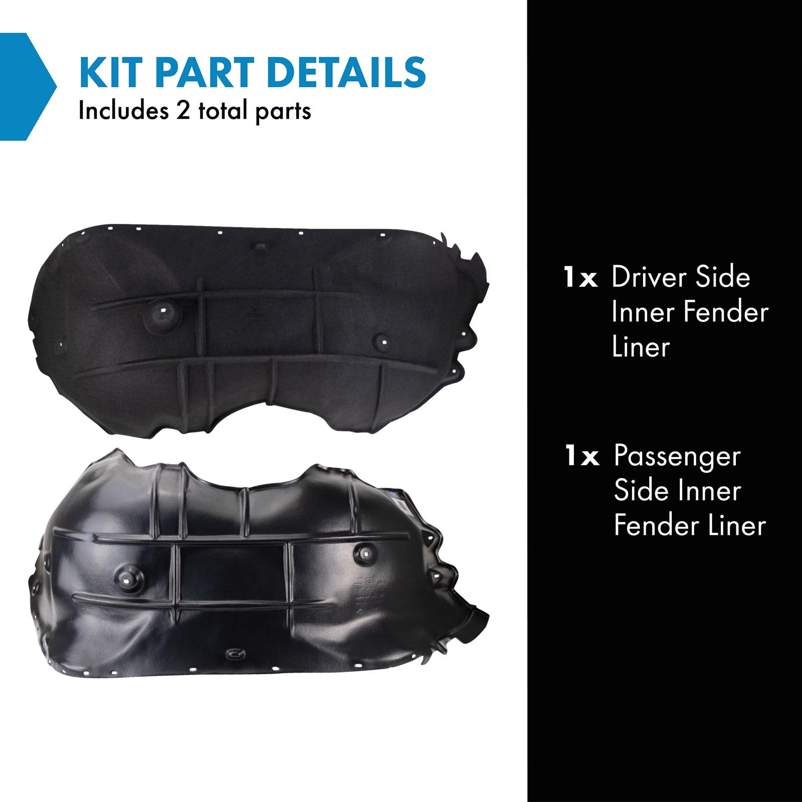Trq Inner Fender Liner Set Compatible With 2014-2015 Chevrolet Silverado 1500 Gm1248237 Gm1249323
