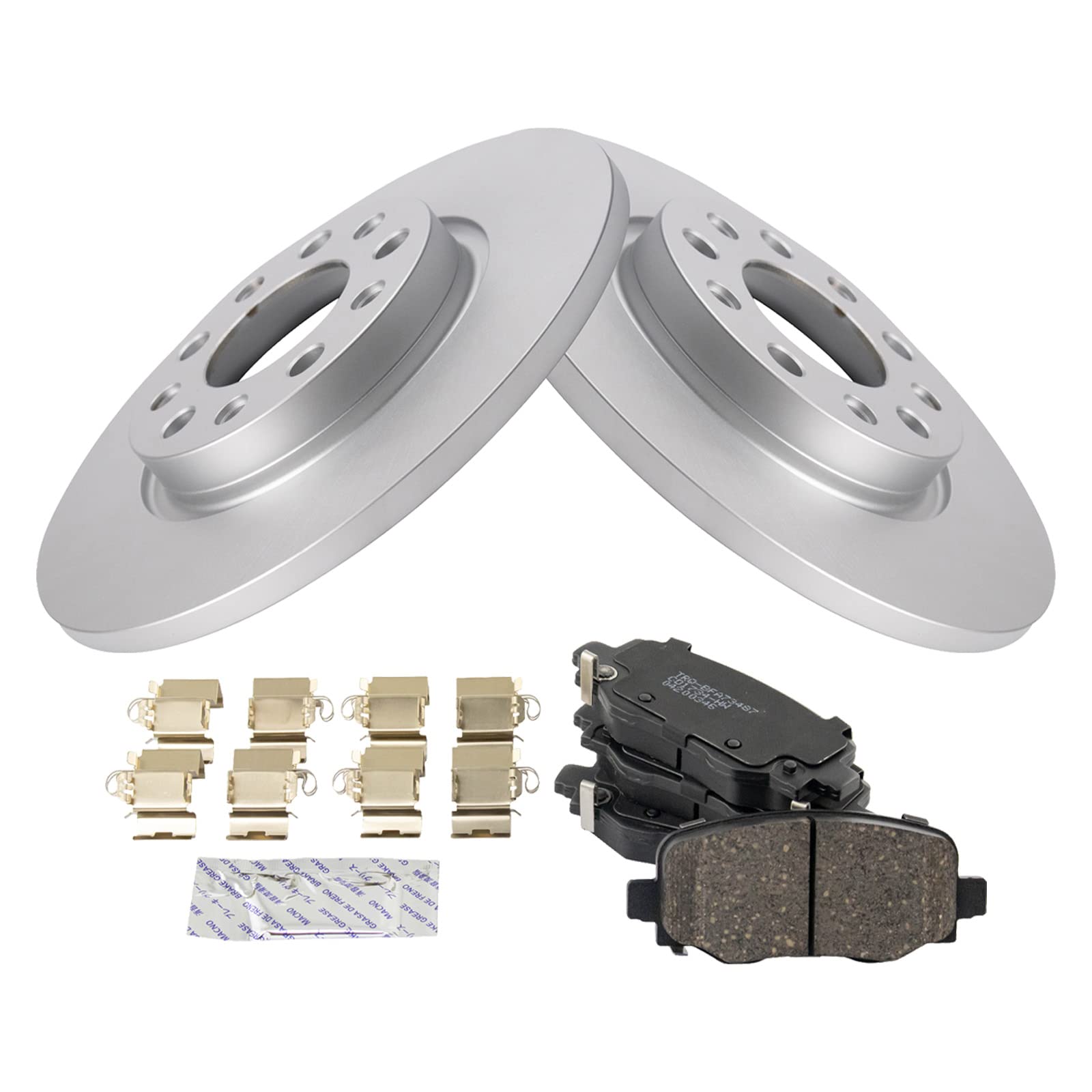 Trq Rear Brake Pad & Rotor Kit Brake Pads Brake Rotor Ceramic Premium G-Coated Compatible With 2015-2017 Chrysler 200 2014-2021