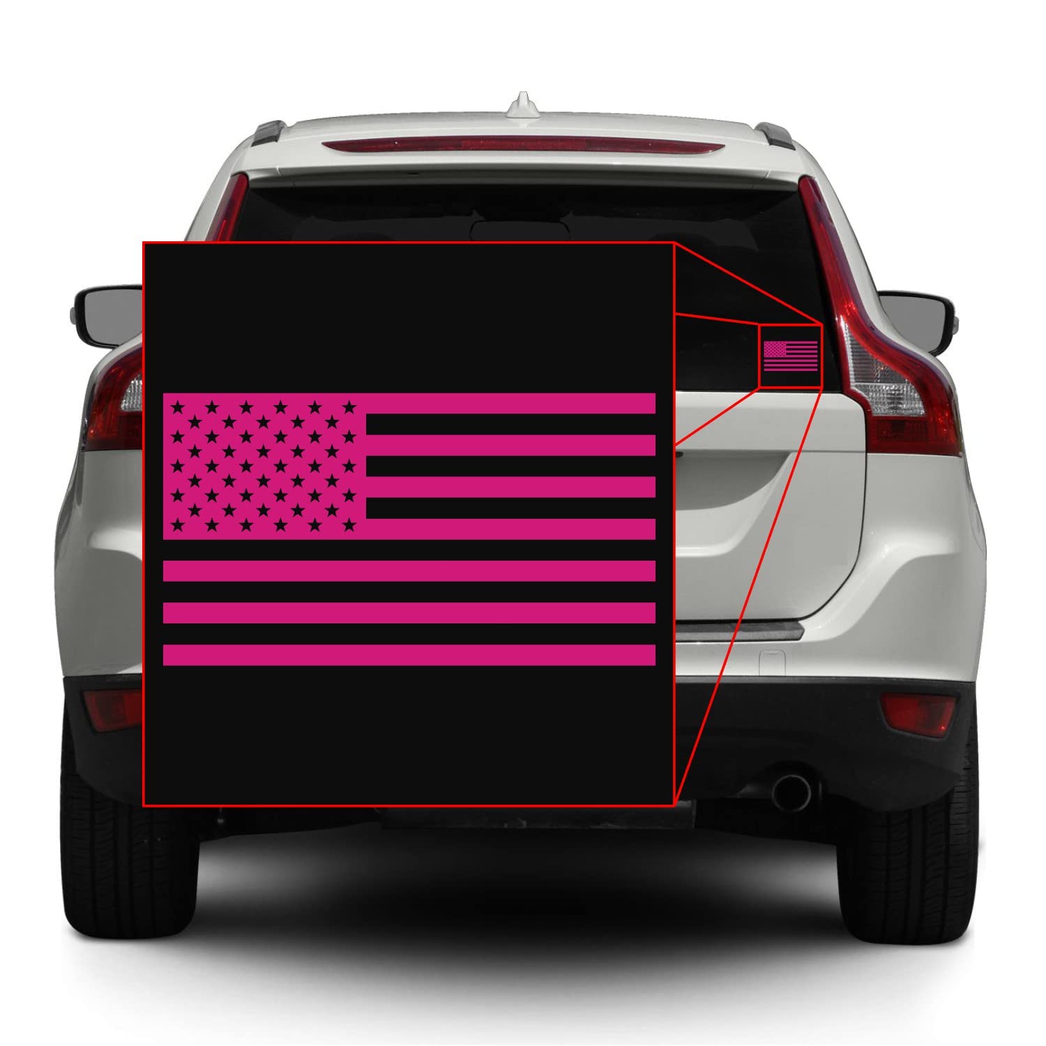 American Us Flag [Pick Color/Size] Vinyl Decal Sticker For Laptop/Car/Truck/Window/Bumper (7.5In X 4.2In [3-Pack], Matte Hot Pin