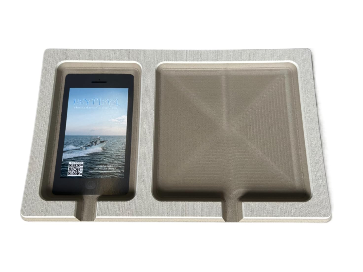 Next Level Inc | 13mm Phone & Accessories Boat Double Dash Holder | SeaDek | Adhesive Backing | Separate Compartments for Phones