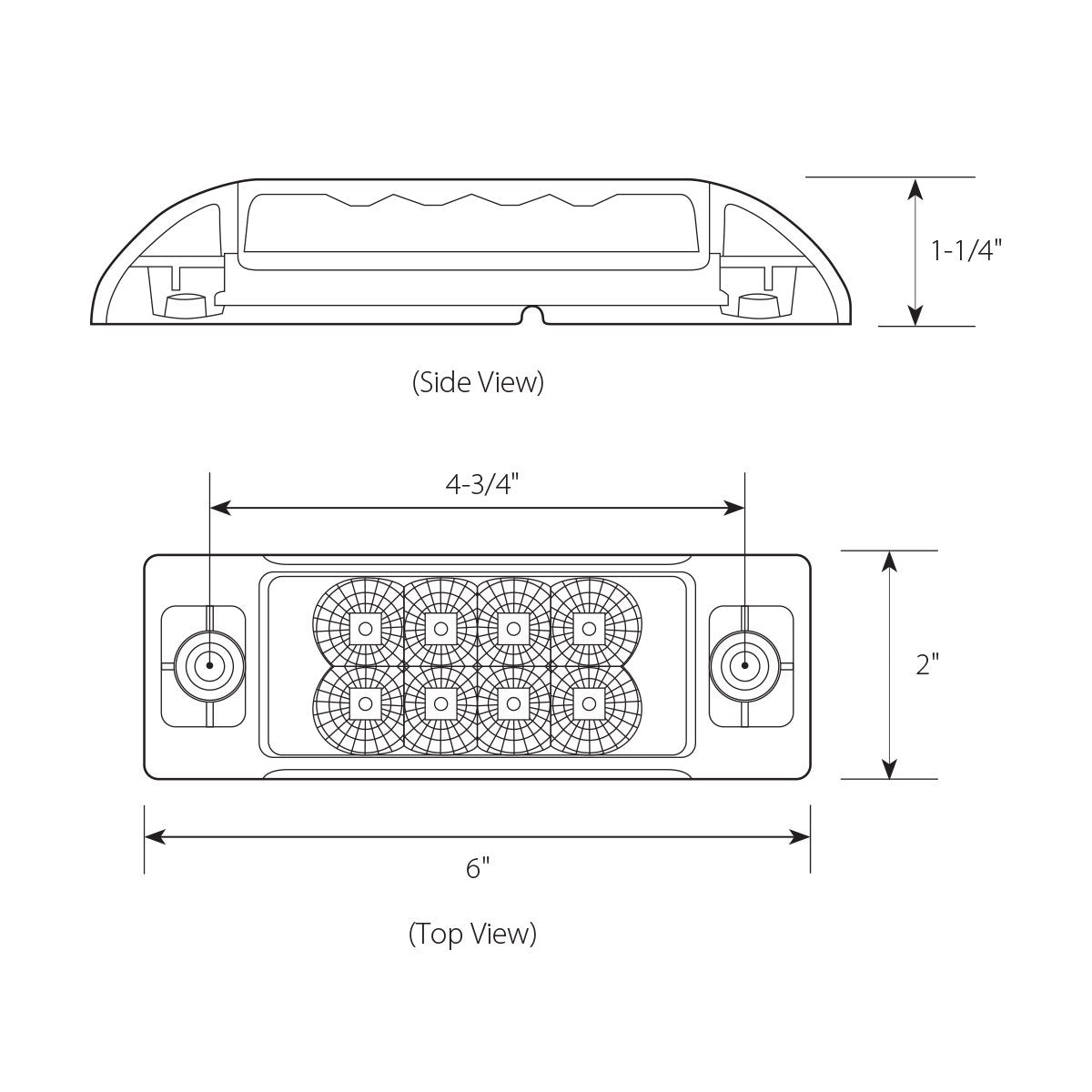 Grand General 77663 Red Rectangular Spyder 8-Led Marker And Clearance Sealed Light With Clear Lens