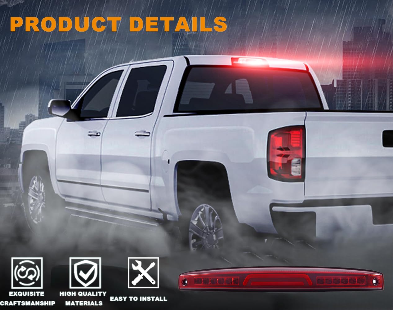 G-Plus Led Third 3Rd Brake Light Compatible With Dodge Ram 2500 3500 2003-2006 High Mount Stop Cargo Lamp Red Lens Chrome Housin