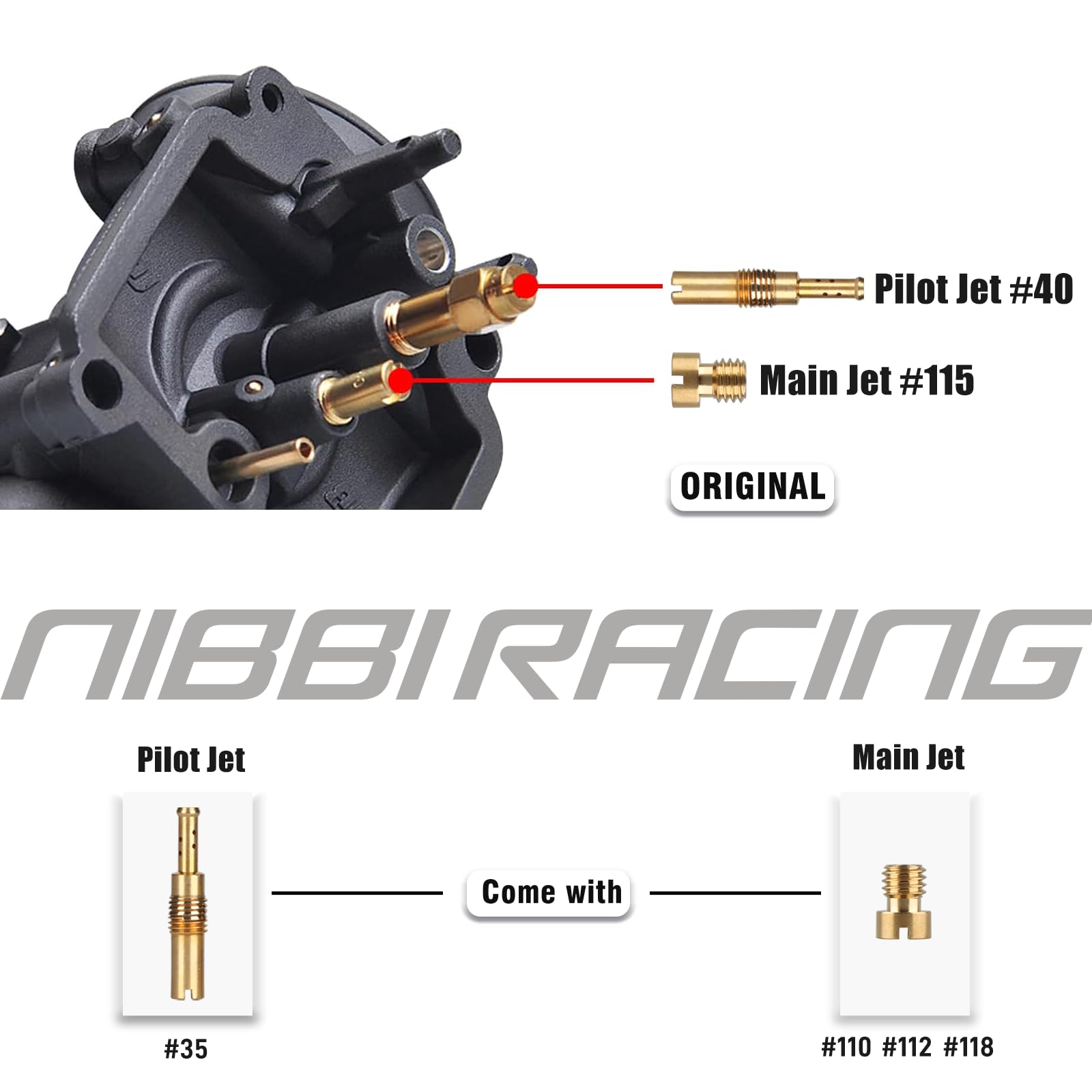 NIBBI PE26 Carburetor Kit, 26mm carbureto with Carb Jets - Fit for 150cc 190cc 200cc Dirt Bike Pit Bike Apollo TaoTao Lifan Kayo