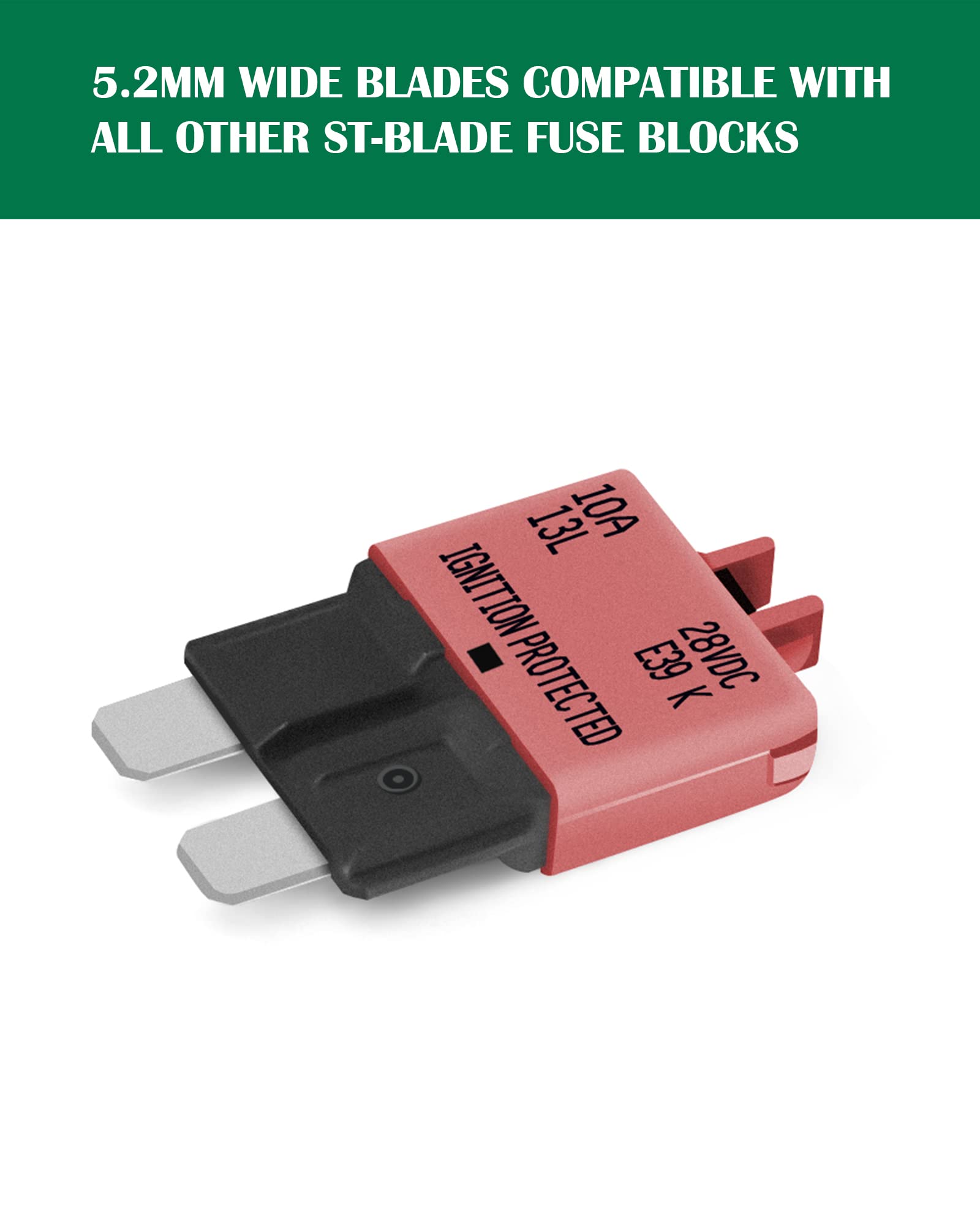 LENKRAD 10A Resettable Fuse Breaker - Low Profile ATC/ATO, 5 Pack, 12V-32V DC, Durable Plastic, Model F0162-5PK