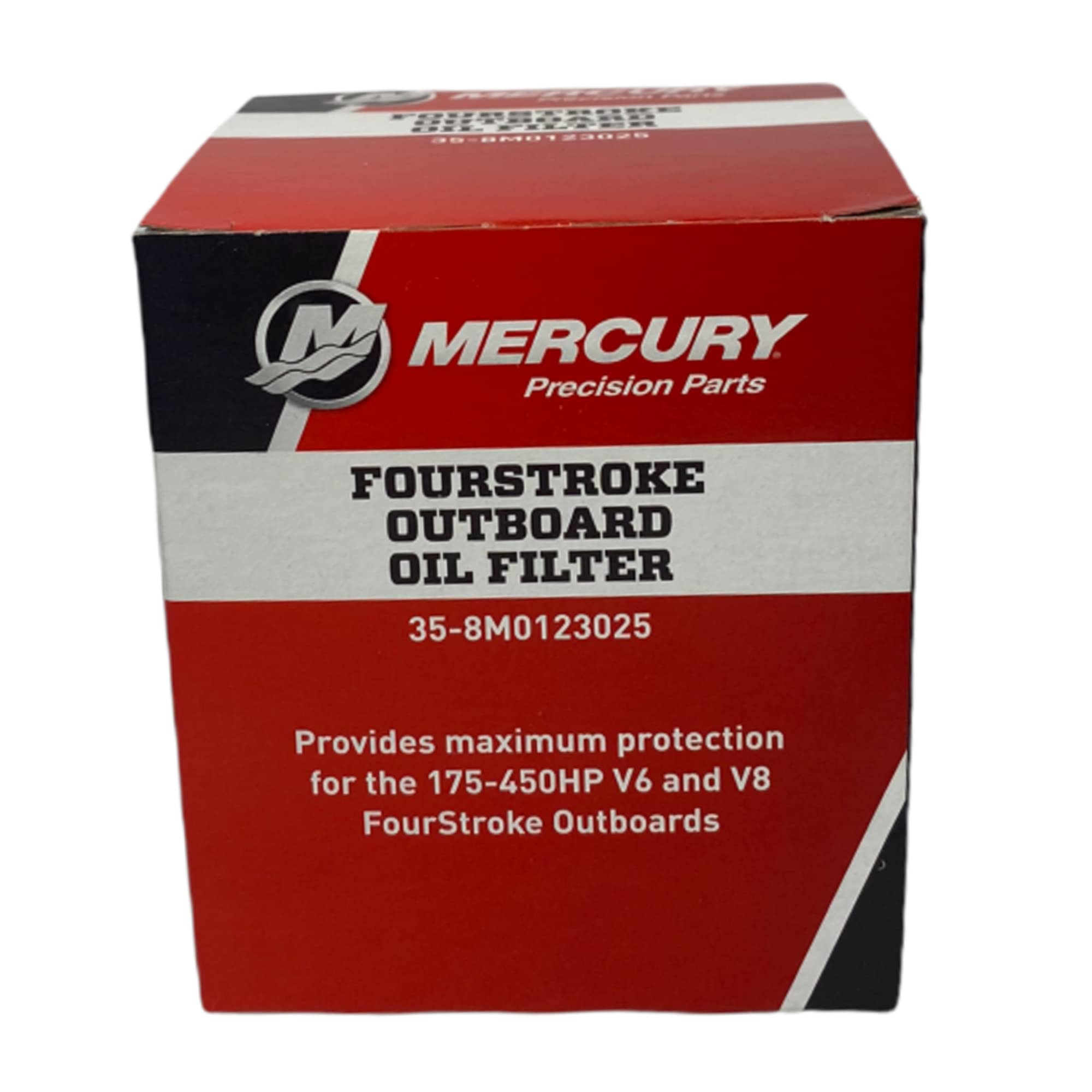 Mercury Marine 8M0123025 OEM Outboard Oil Filter for 175-300 HP V6 & V8, Metal Construction