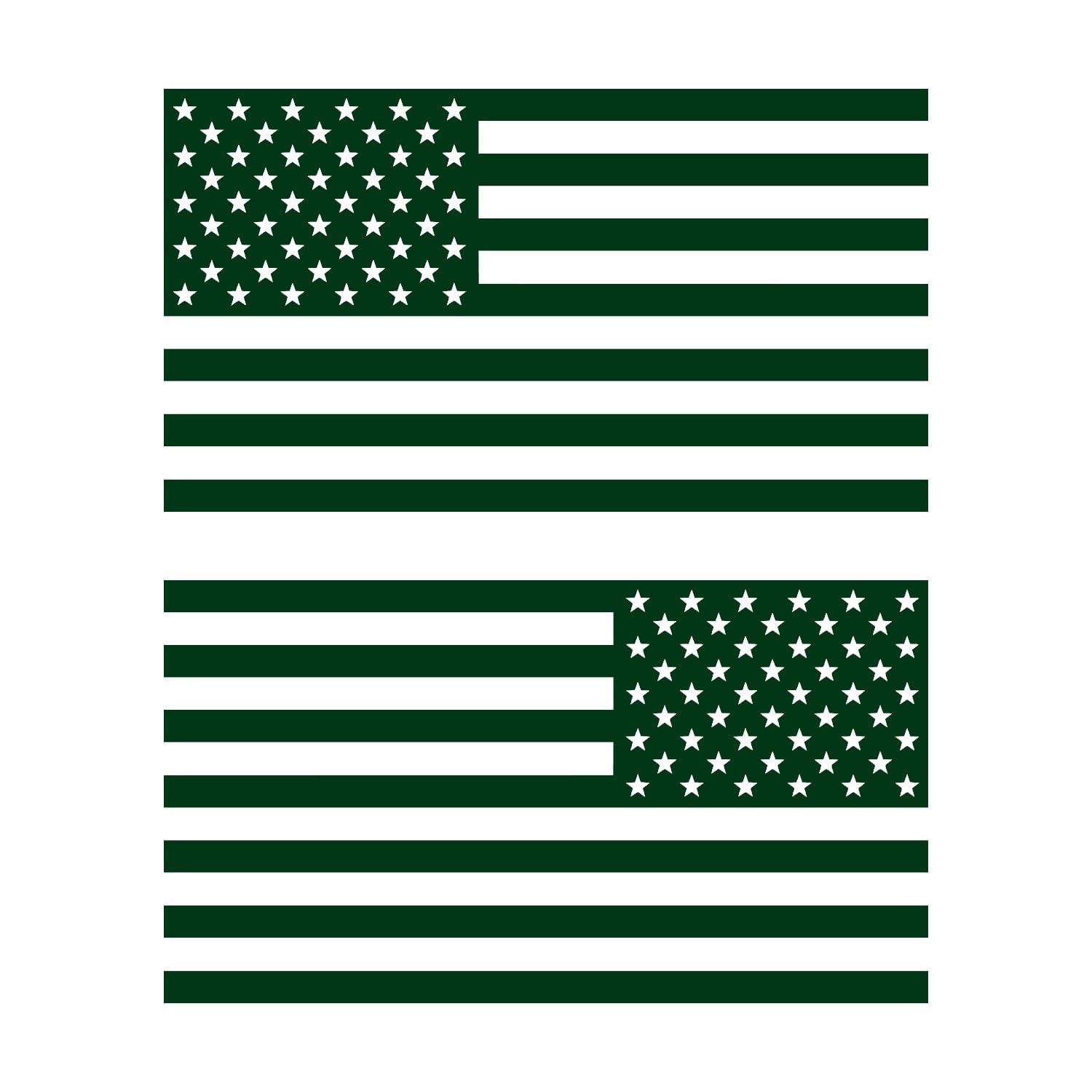 American Us Flag [Pick Color/Size] Vinyl Decal Sticker For Laptop/Car/Truck/Window/Bumper (10In Subdued Pair, Matte Dark Green)