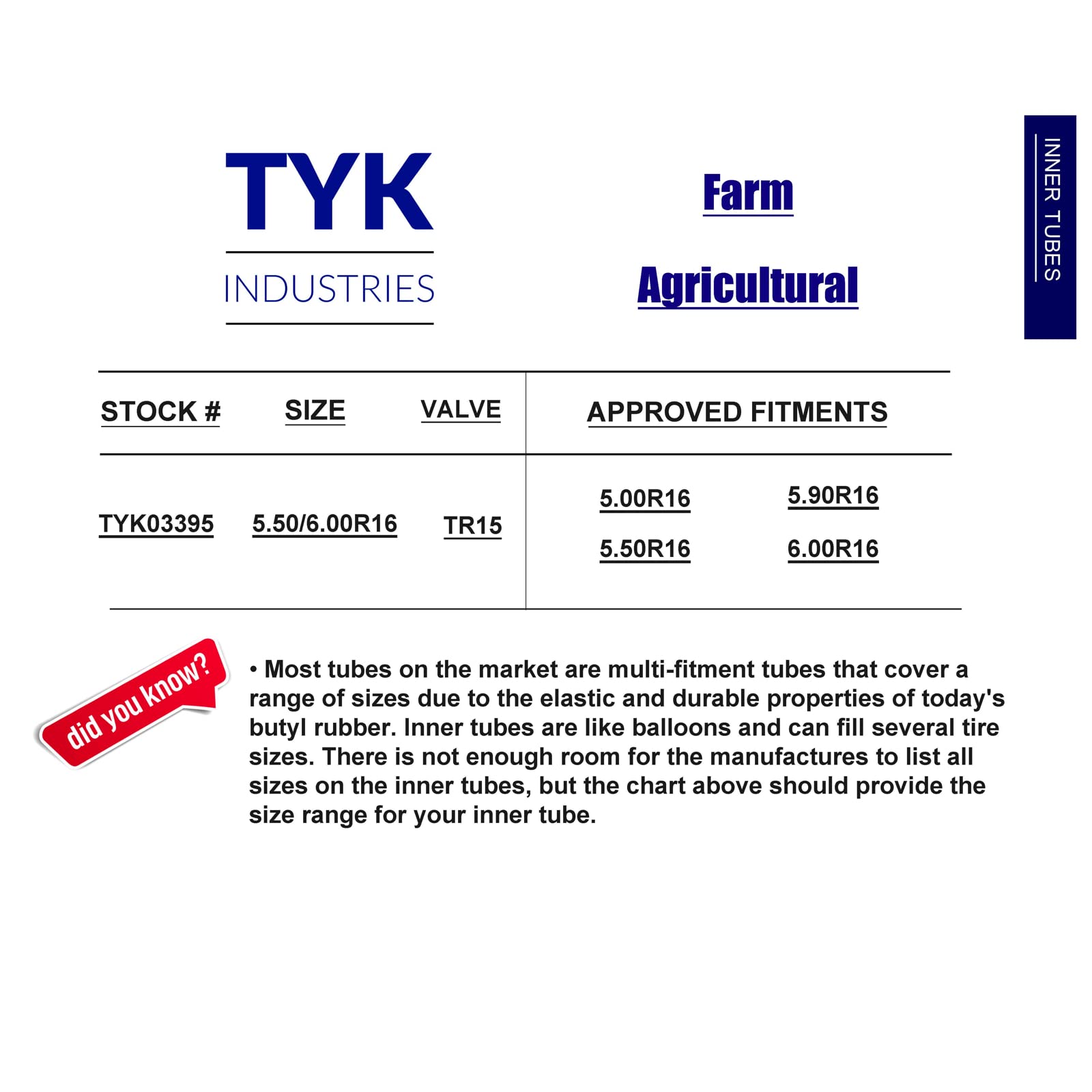 Air Loc Tube 5.00-16 5.50-16 5.90-16 6.00-16 Hd Farm Tractor Tire Inner Tube With Tr15 Valve