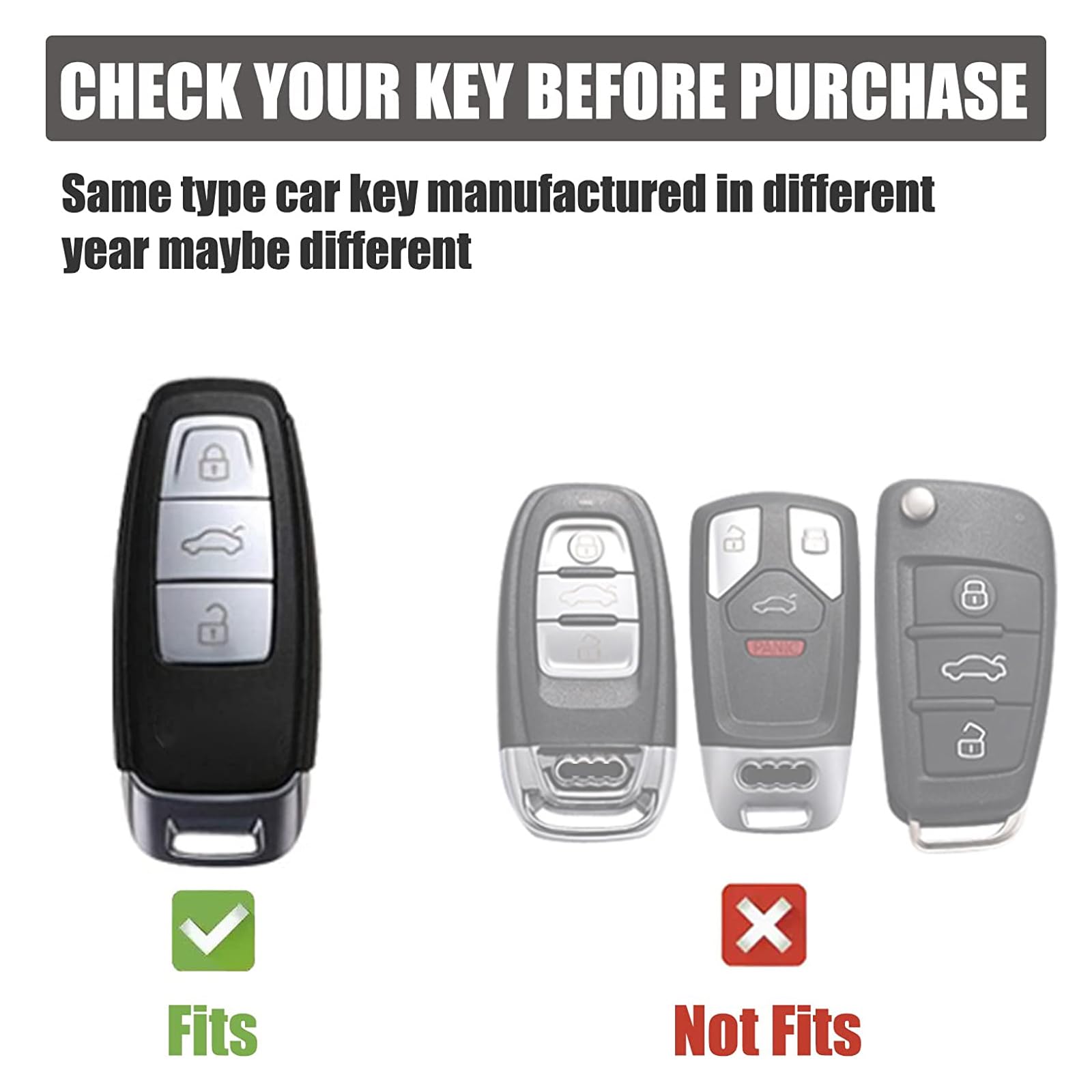 Gematay For Audi Key Fob Cover With Keychain Lanyard, Soft Tpu Key Fob Protector Shell Compatible With Audi A3 A6 A7 A8 E-Tron S