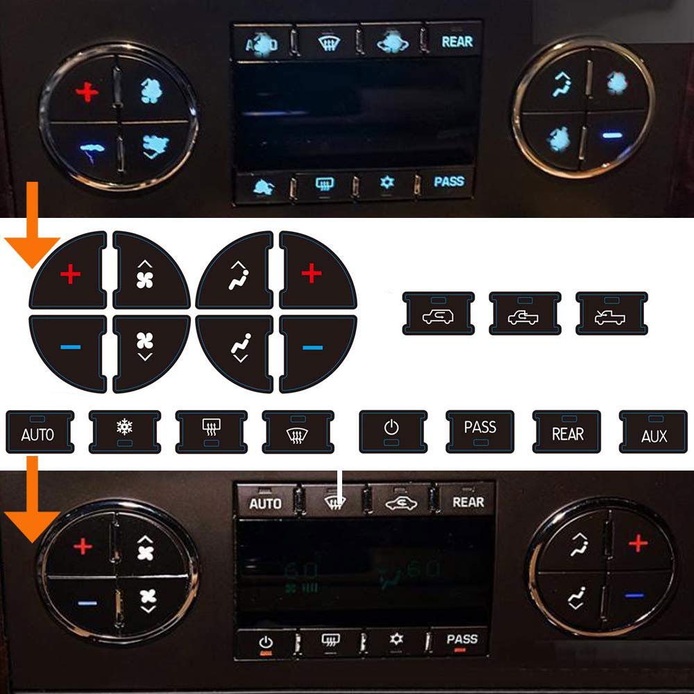 PAWACA AC Dash Accents Button Sticker Kit - Black Decal Replacement for 07-15 GM Vehicles, 2 PCs, Chevy Tahoe, Suburban