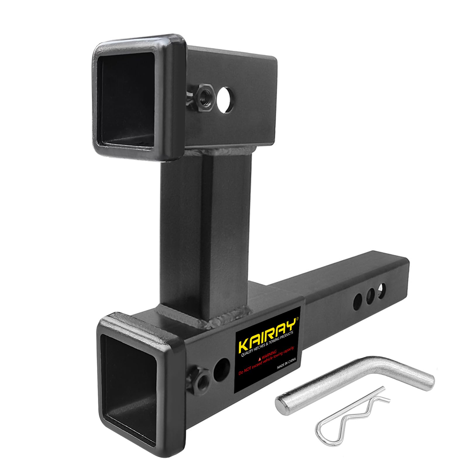 Kairay Double Hitch Receiver 2 Inch Trailer Dual Hitch Extension Riser Adapter Fits 2 Inch Receiver Extender To 10 Inch Max Leng