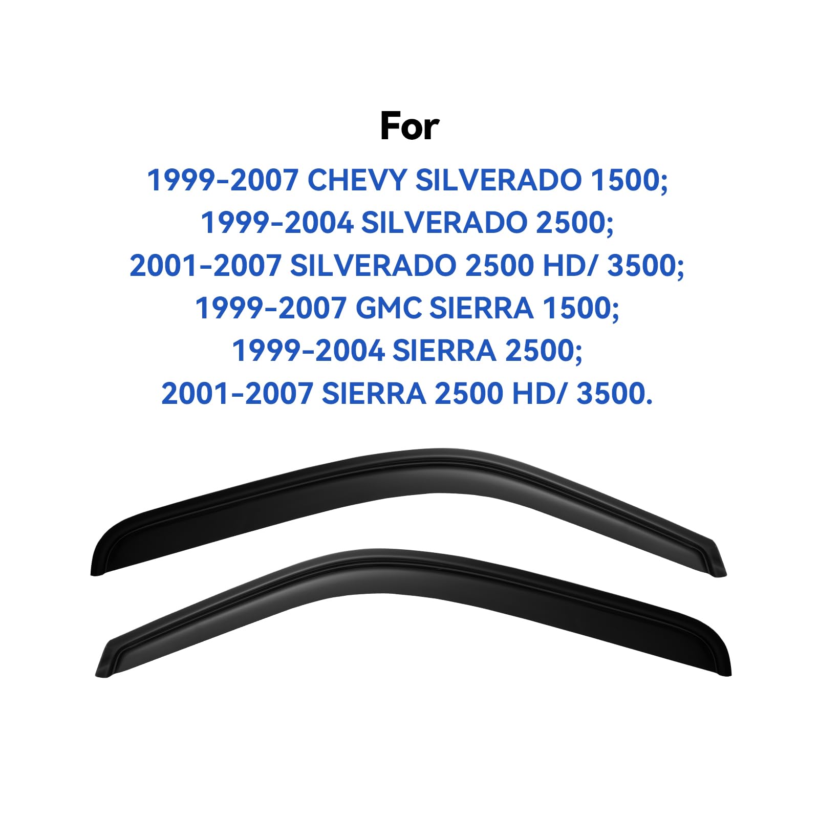 Window Visors Rain Guards For 1999-2007 Chevy Silverado/Gmc Sierra 1500, Window Vent Wind Deflectors Visors Shades For 99-06 Sil