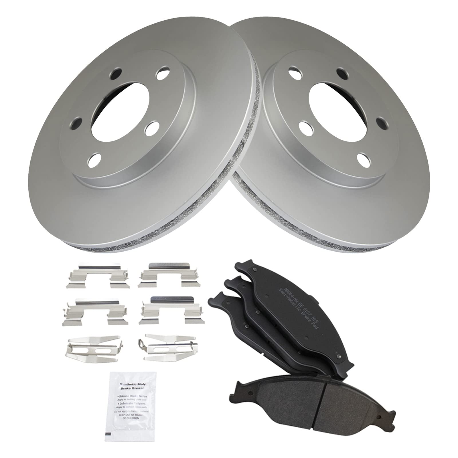 Trq Front Brake Pad & Rotor Kit Brake Pads Brake Rotor Semi-Metallic Premium G-Coated Compatible With 1999-2004 Ford Mustang