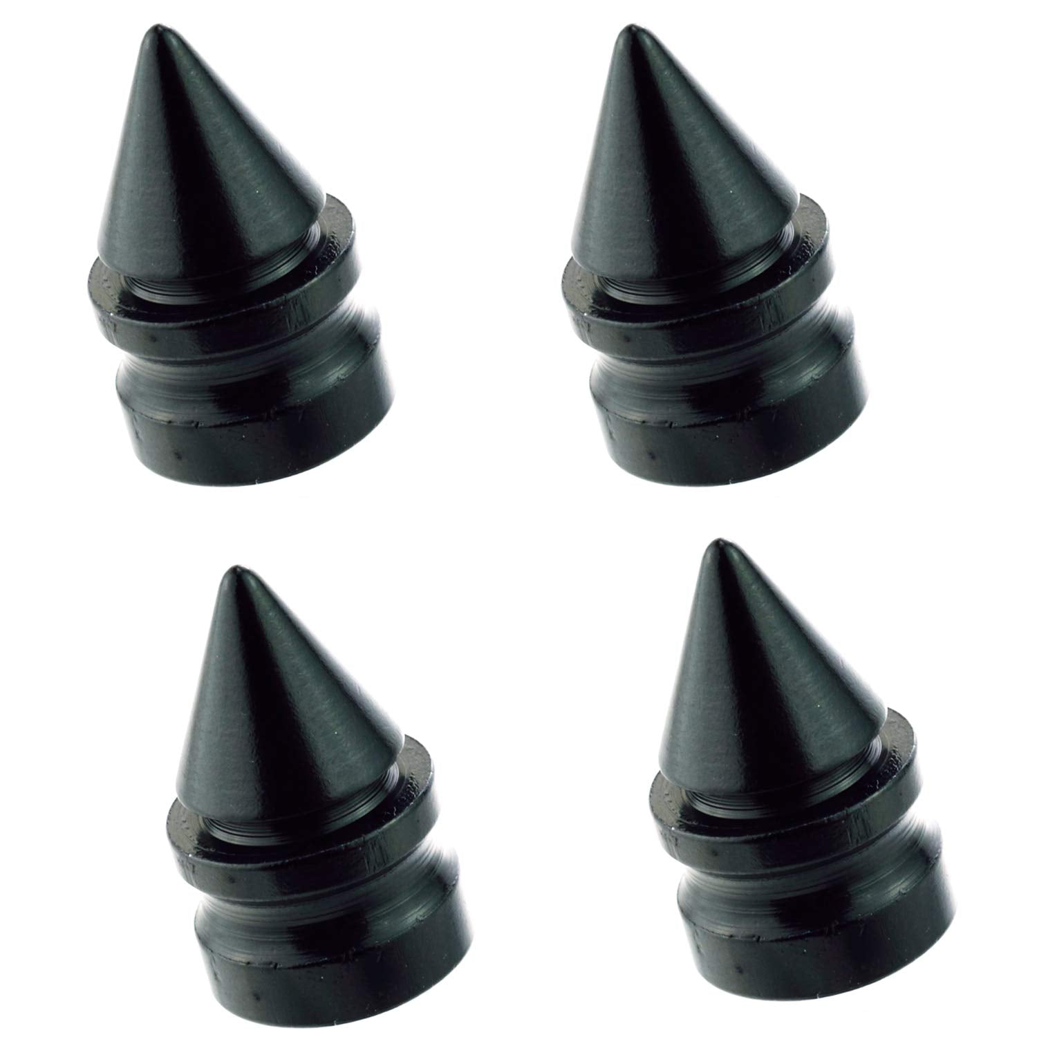 Abfer Car Tire Valve Caps Spike Wheel Air Pressure Stem Cap Aluminum Fit Most Vehicle Truck Motorcycles Bikes (Black)