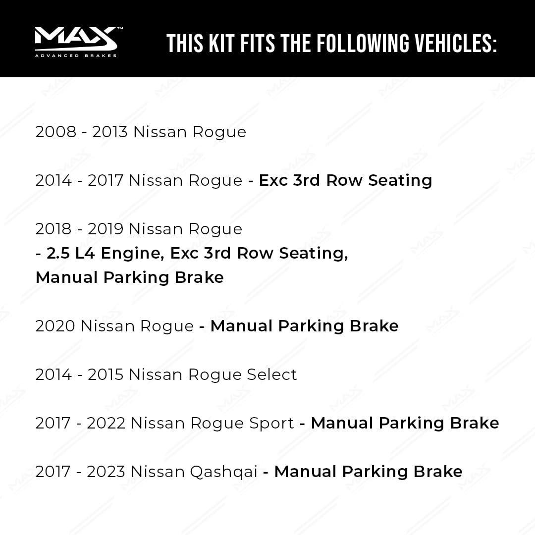 Max Advanced Brakes Front & Rear Brake Kit Compatible With 2008-2023 Nissan Rogue Sport Select Qashqai W/Mpb Replacement Drilled