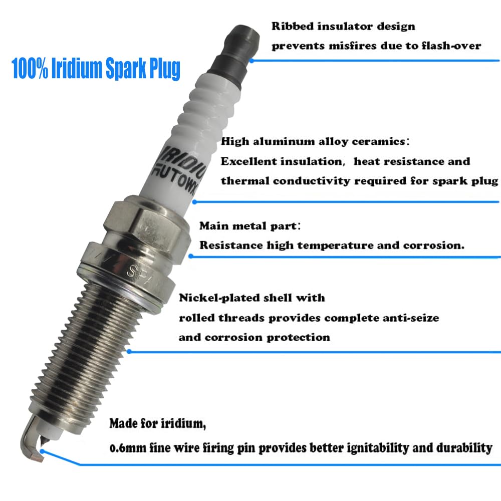 Autowxjq Ignition Coil Iridium Spark Plugs Set of 4pcs UF549 Compatible with Nissan Infiniti Altima Sentra Versa Rogue Cube QX60