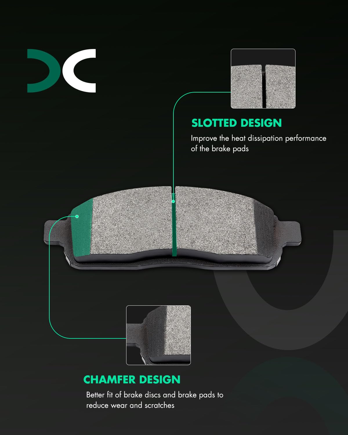 Scitoo D1083 Front Semi-Metal Brake Pads Sets Fit For Ford For F-150 2004-2009,For Lincoln Mark Lt 2006-2008
