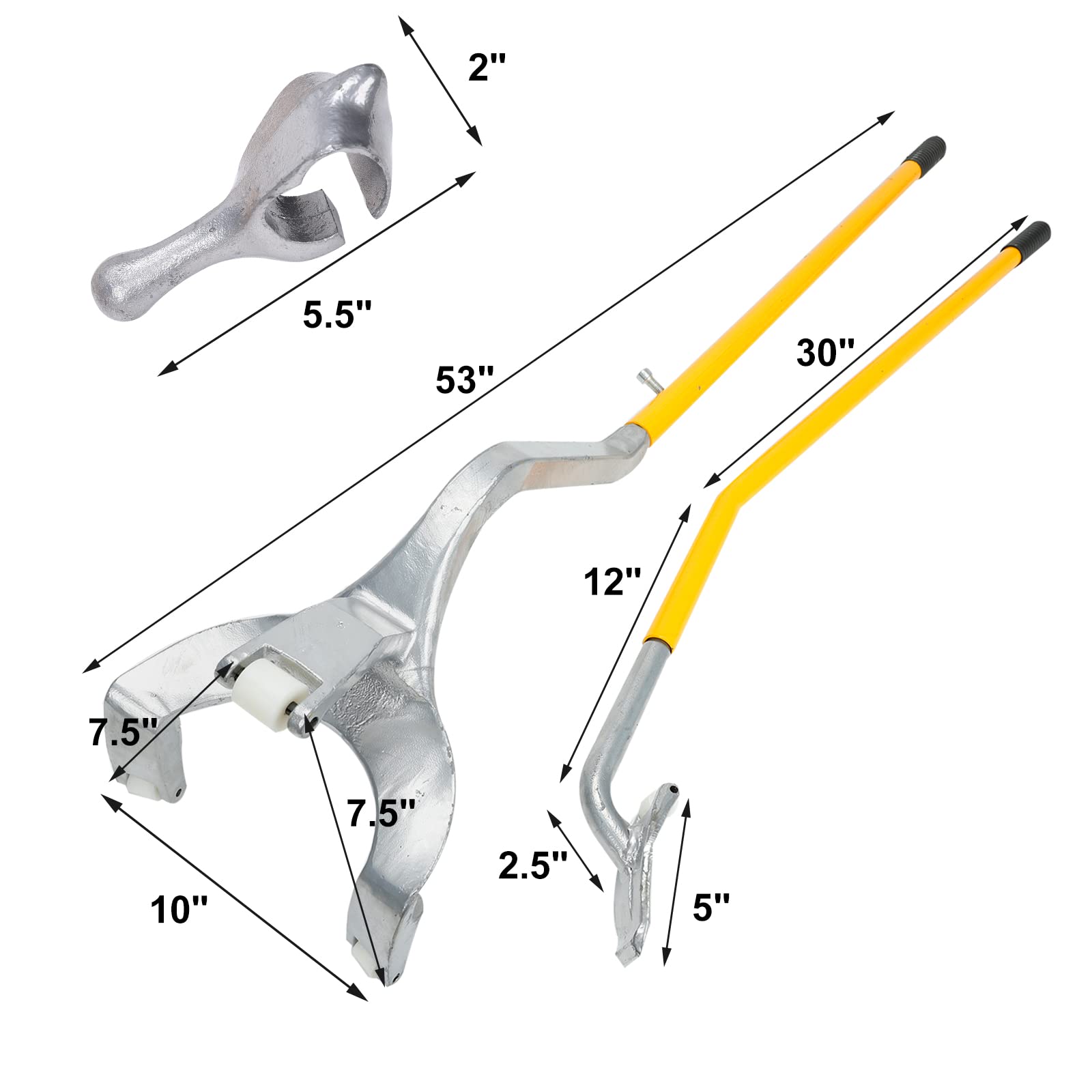 Blackhorse-Racing 22.5'' To 24.5'' Tire Changer Mount Demount Removal Tool Tubeless Truck Extra Bead Keeper Yellow