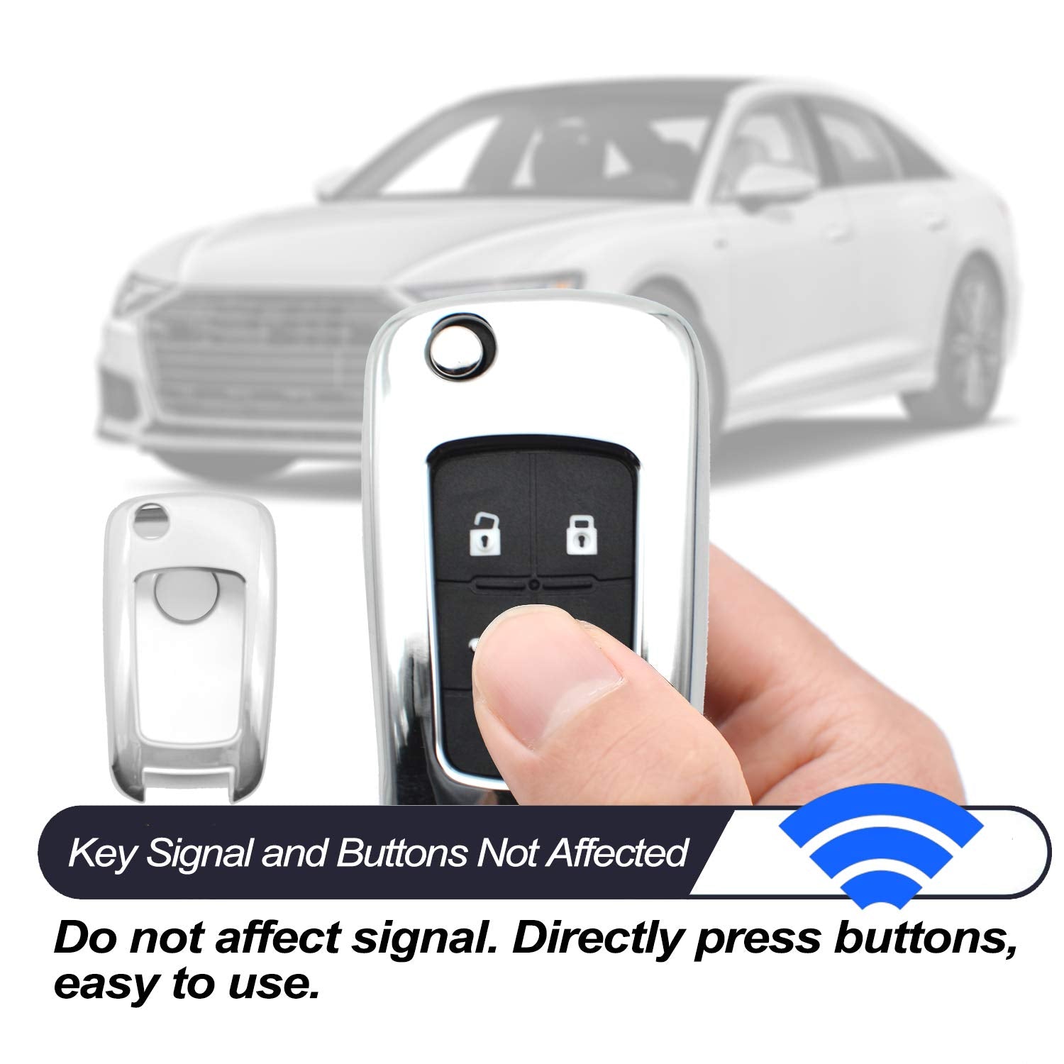Compatible With Chevy Chevrolet Equinox Encore Camaro Cruze Malibu Impala Buick Regal Lacrosse Gmc Terrain Silver Tpu Key Fob Co