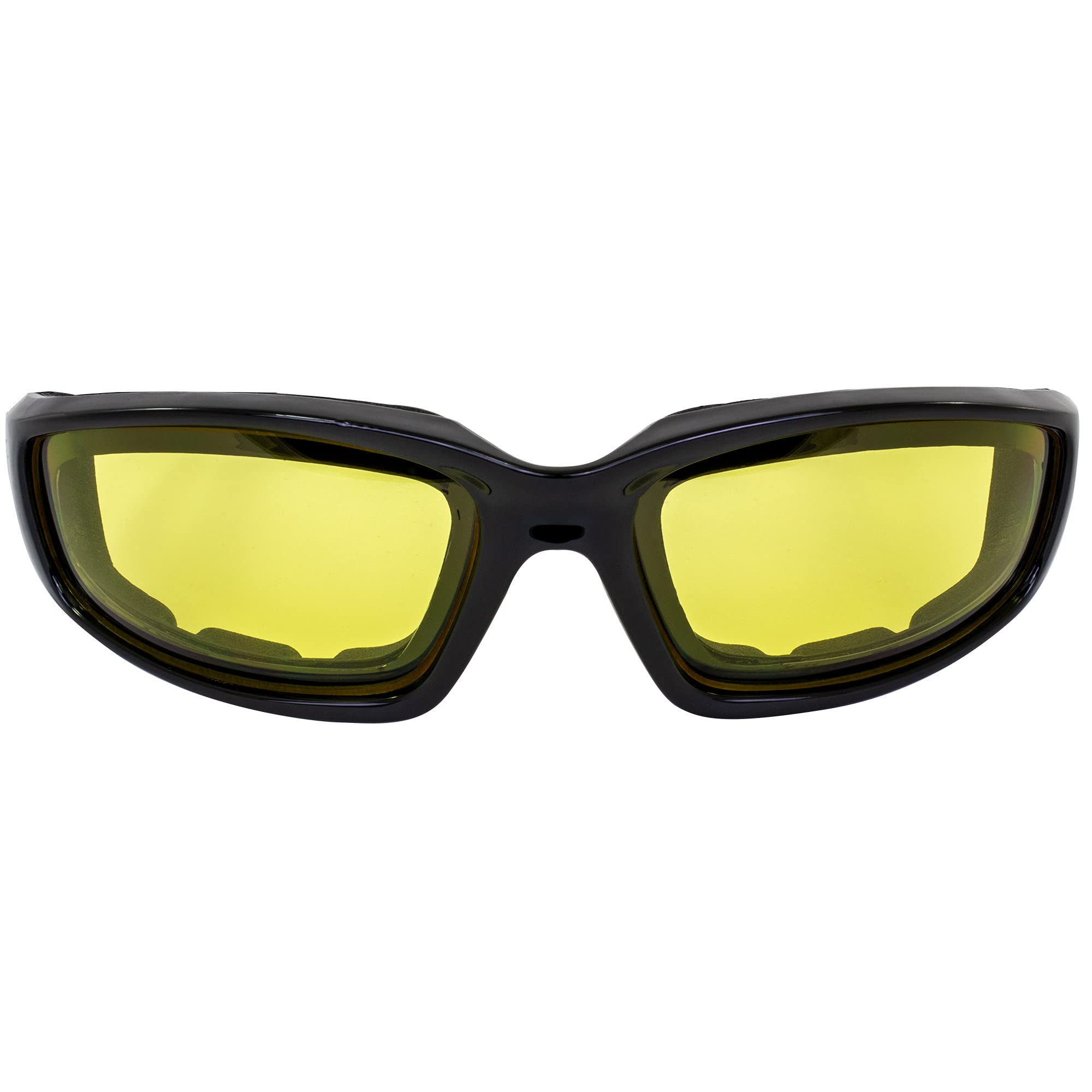 Birdz Eyewear Oriole Padded Motorcycle Glasses (Black Frame/Yellow Lens)