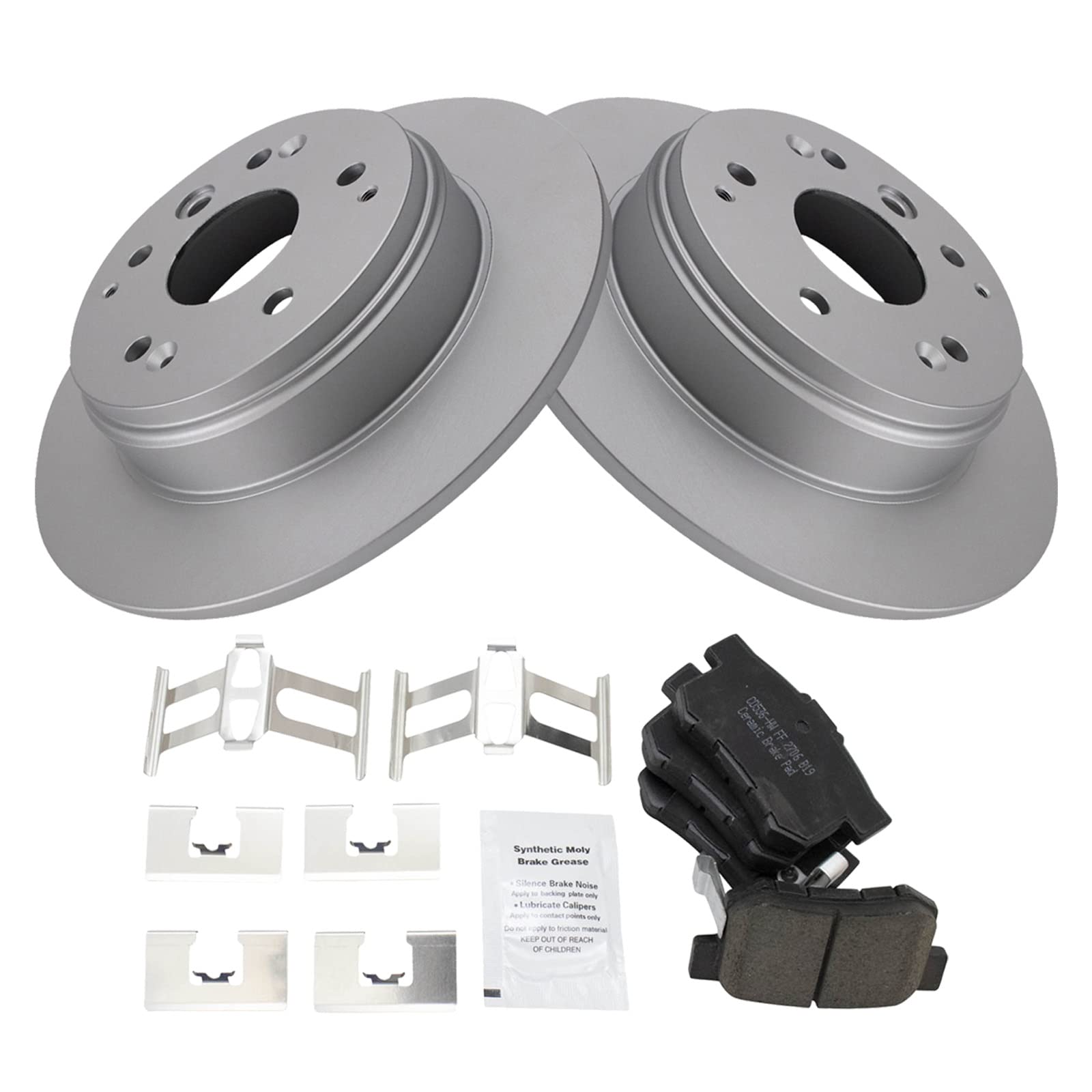 Trq Rear Brake Pad & Rotor Kit Brake Pads Brake Rotor Ceramic Premium G-Coated Compatible With 2004-2008 Acura Tl 2003-2011 Hond