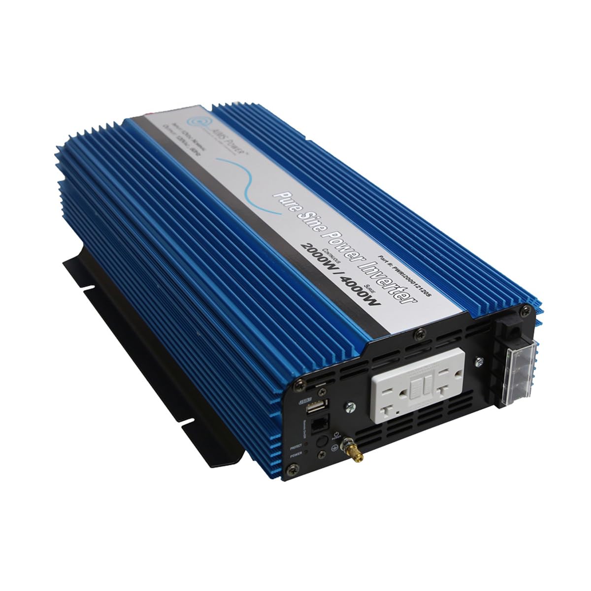 AIMS Power 2000 Watt, 4000 Watt Peak, Pure Sine DC to AC Power Inverter, USB Port, 2 Year Warranty, Optional Remote, Listed to U