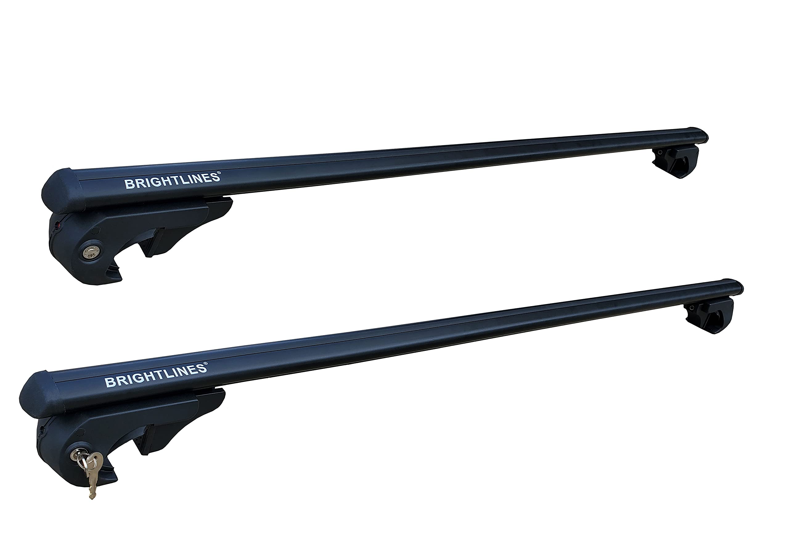 Brightlines 53' All Black Universal Crossbars Roof Racks Compatible With Raised Roof Side Rails For Kayak Luggage Ski Bike Carrier, A Set Of 2 (Black)