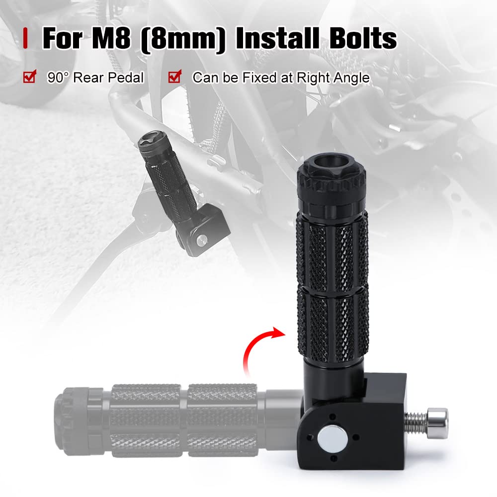 Ptnhz Universal Cnc Aluminum M8 Motorcycle Bike Foldable Foot Pegs Kickstand/Side Kick Stand Compatible For Honda Yamaha Suzuki