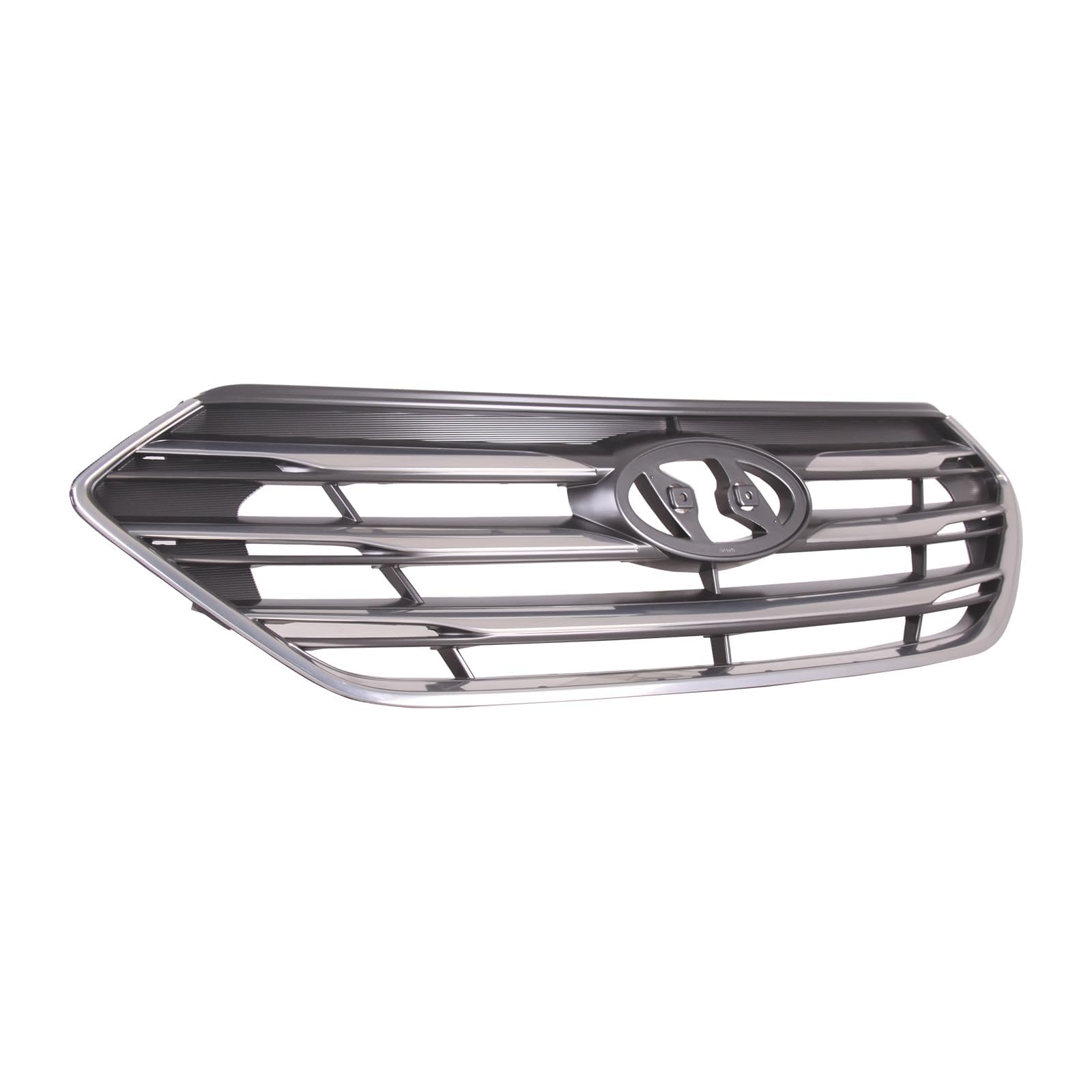 Torcia Chrome Front Grille for 2017-2018 Hyundai Santa Fe Sport, ABS, Model HY1200201, OEM Replacement, Gray Insert