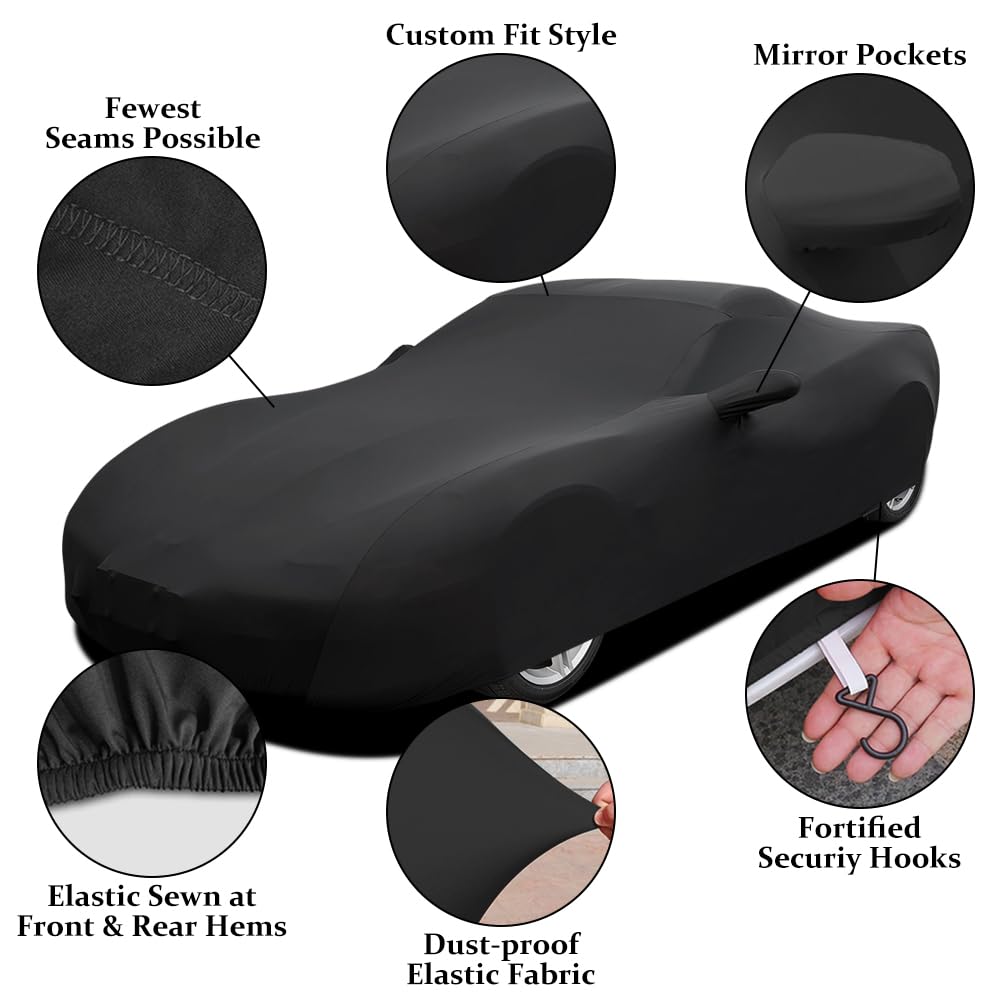 Winpower Indoor Sports Car Cover 163-181 Inches Velvet Stretch Dust-Proof Protection Full Car Cover For Underground Garage, Car