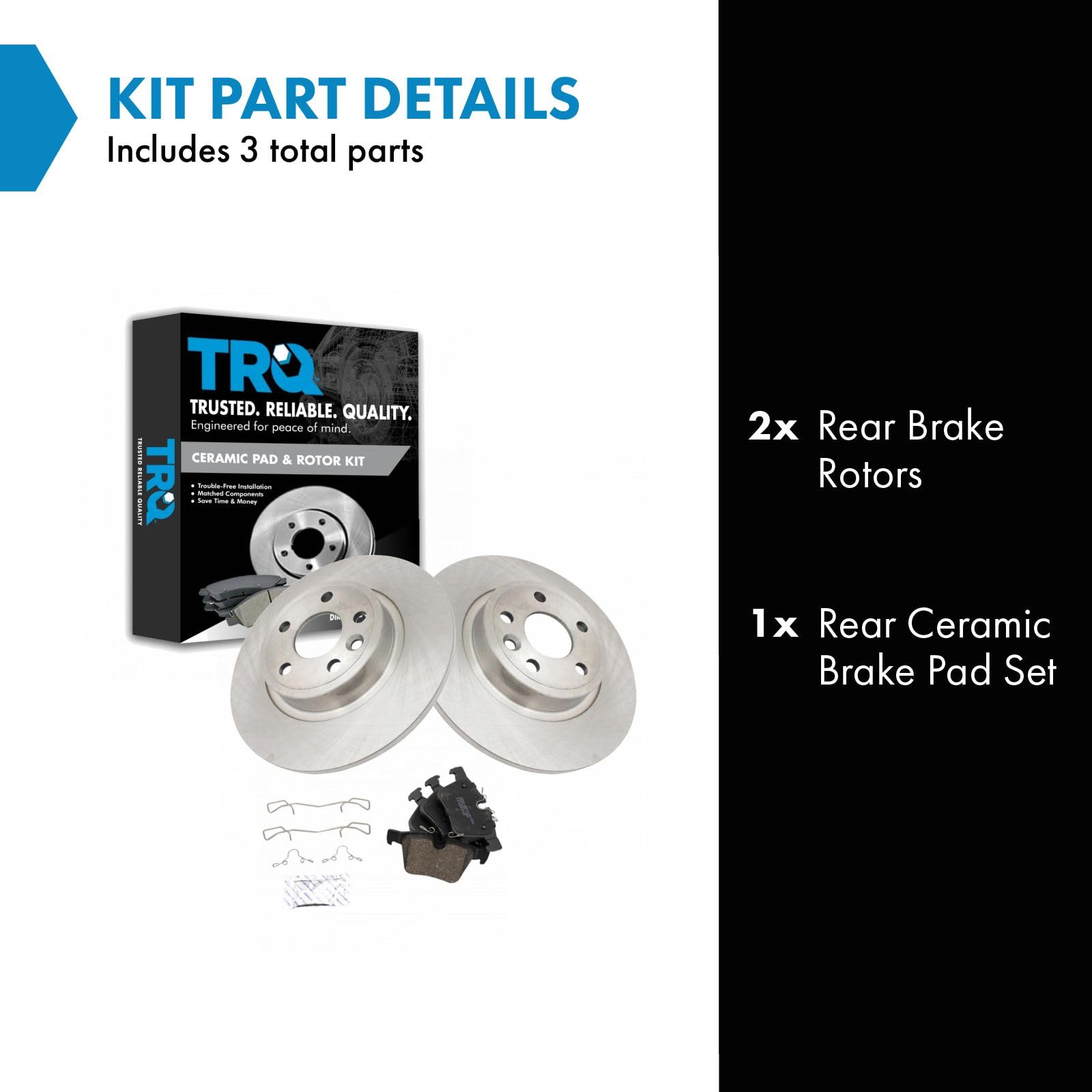 Trq Rear Brake Pad & Rotor Kit Brake Pads Brake Rotor Ceramic Compatible With 2018-2019 Jaguar E-Pace 2015-2019 Land Rover Disco