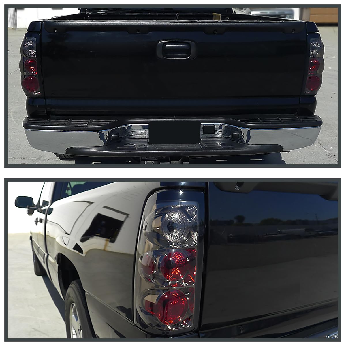 Spec-D Tuning Smoke Lens Tail Lights Compatible With 2003-2006 Chevy Silverado 1500/1500Hd/2500/2500Hd, 2004-2006 Chevy Silverado 3500, 2007 Chevy Silverado Classic, Left + Right Pair Assembly