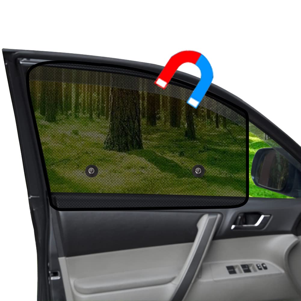 Ovege Car Window Shades Magnetic 2pcs Universal Car Window Screen Mesh Side Window Sun Shade Automotive Window Sunshades for Driver Passenger (Front Seat 2pcs-) -Like New