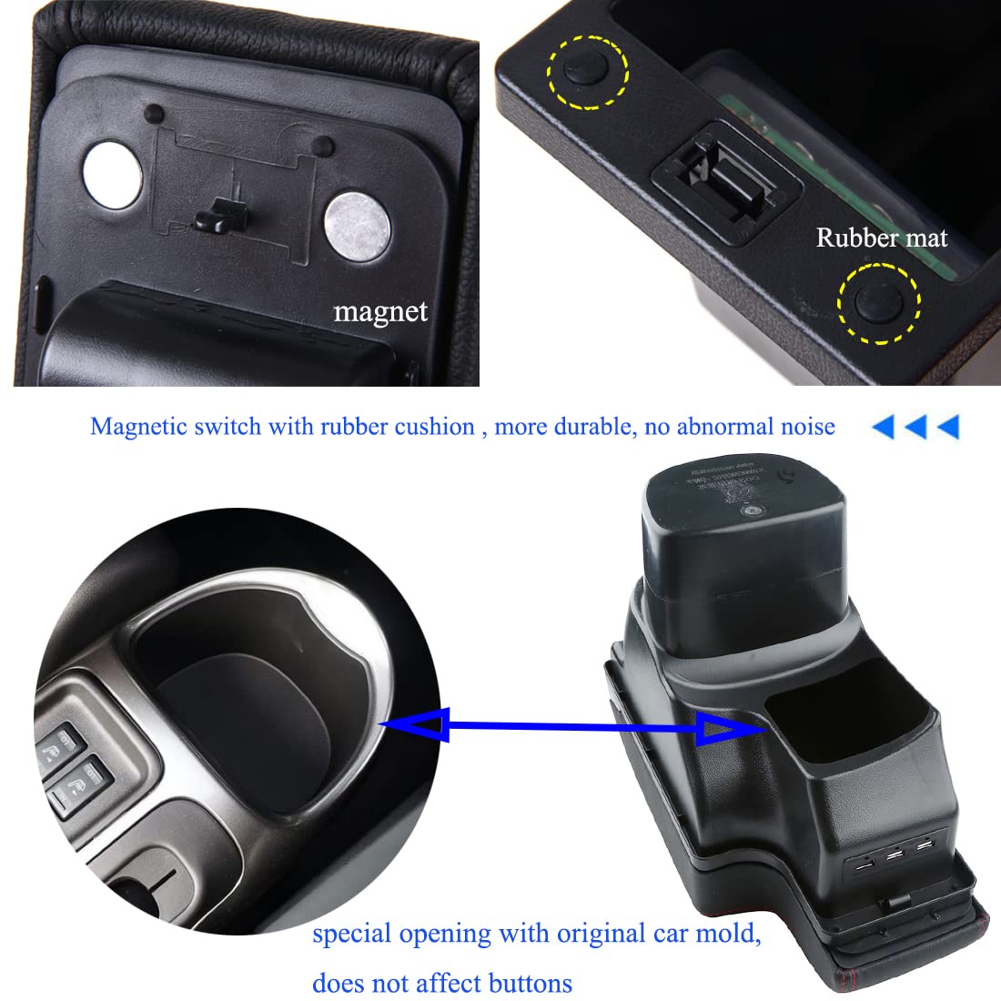Hrchcg For Nissan Juke Consoles Armrest Box Double Layer Storage With 3 Usb Port